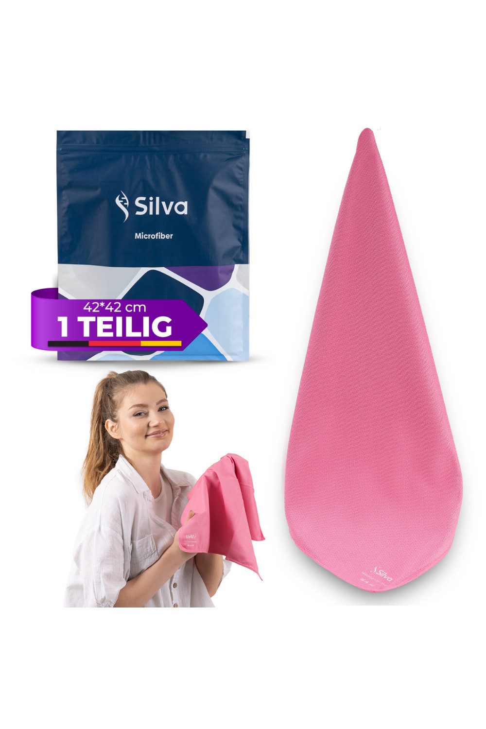Silva EU Silva Glastuch Mikrofasertuch (Mikrofaser (80 % Polyester, 20 % Polyamid), Einzelprodukt, 1 Stück, 2 Stück, 3 Stück, Streifenfrei, Fusselfrei, Waschmaschinengeeignet)