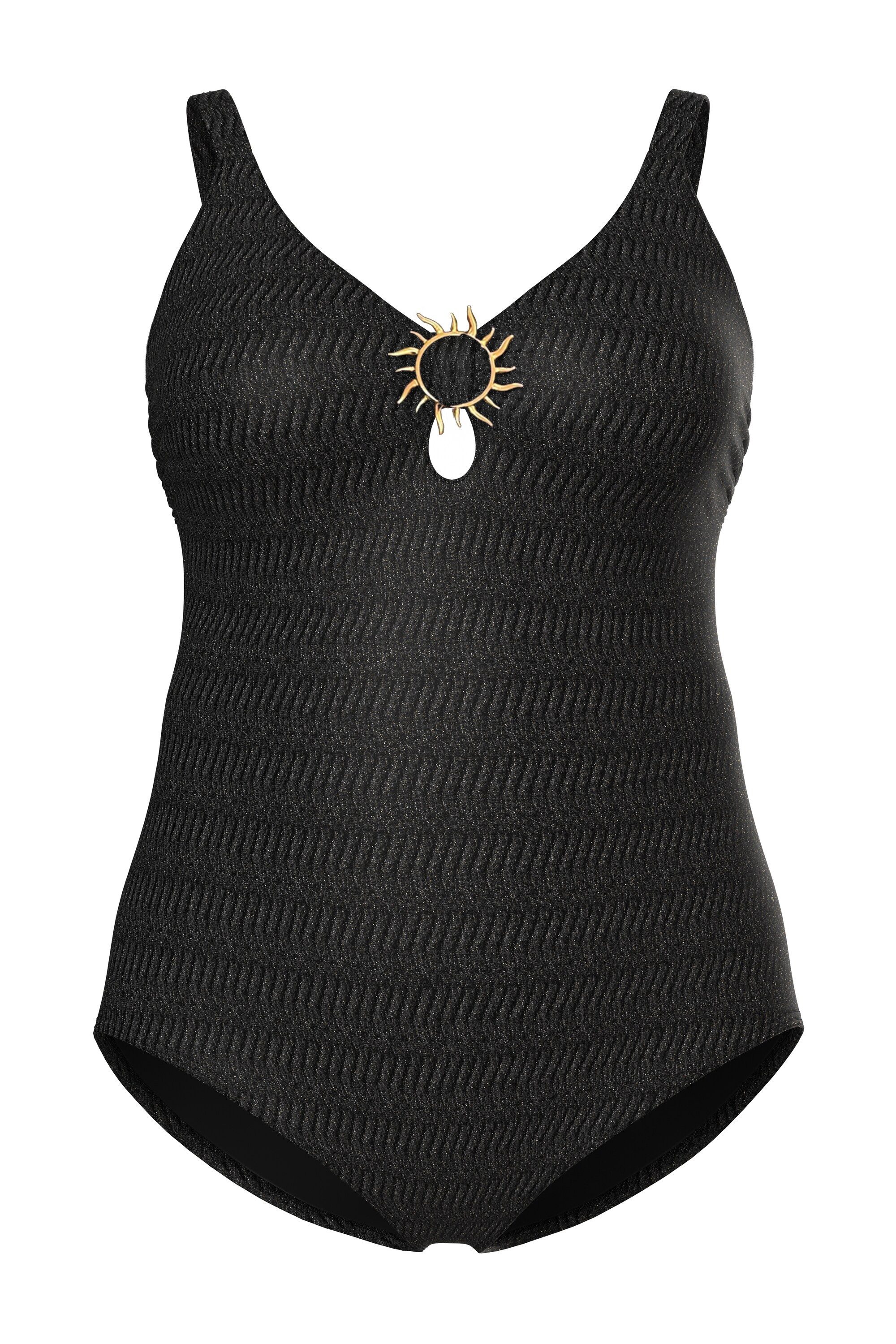 Ulla Popken Badeanzug Badeanzug Glitter Sonnenspange Softcups recycelt