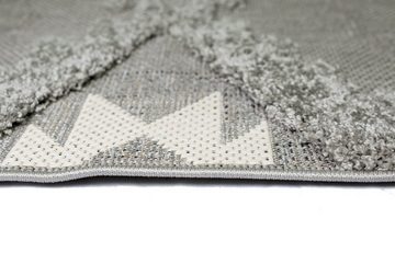 Outdoorteppich In- & Outdoor Teppich Sisal Optik Rautenmuster mit flauschigem Hoch Tief Effekt in grau, TeppichHome24, rechteckig, Höhe: 5 mm