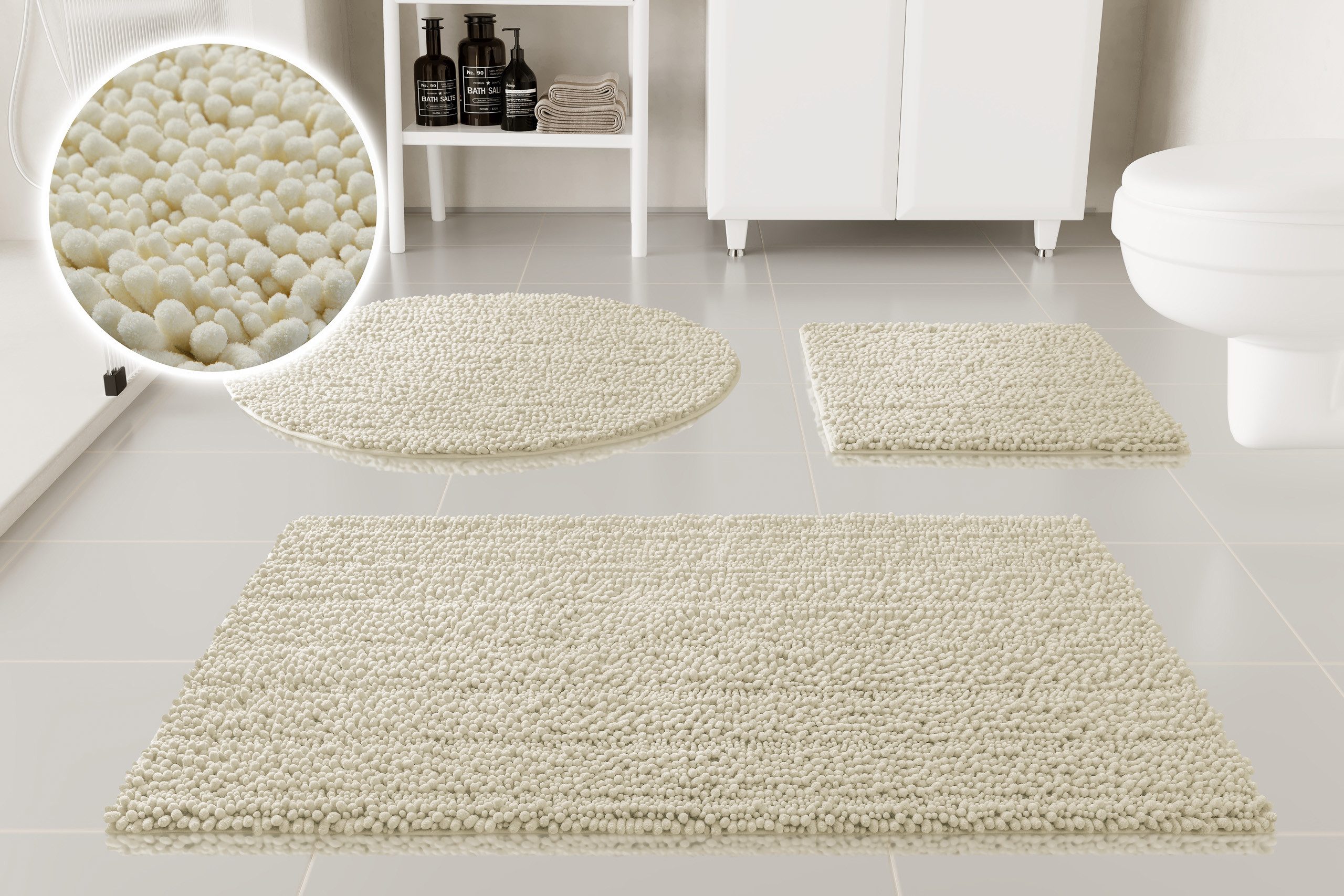OTTO home Badematte Torrni, Höhe 22 mm, rutschhemmend beschichtet, schnell trocknend, fußbodenheizungsgeeignet, Polyester, rund, Badteppich, getuftet, modern, Uni, antirutsch, flauschig, hochflor