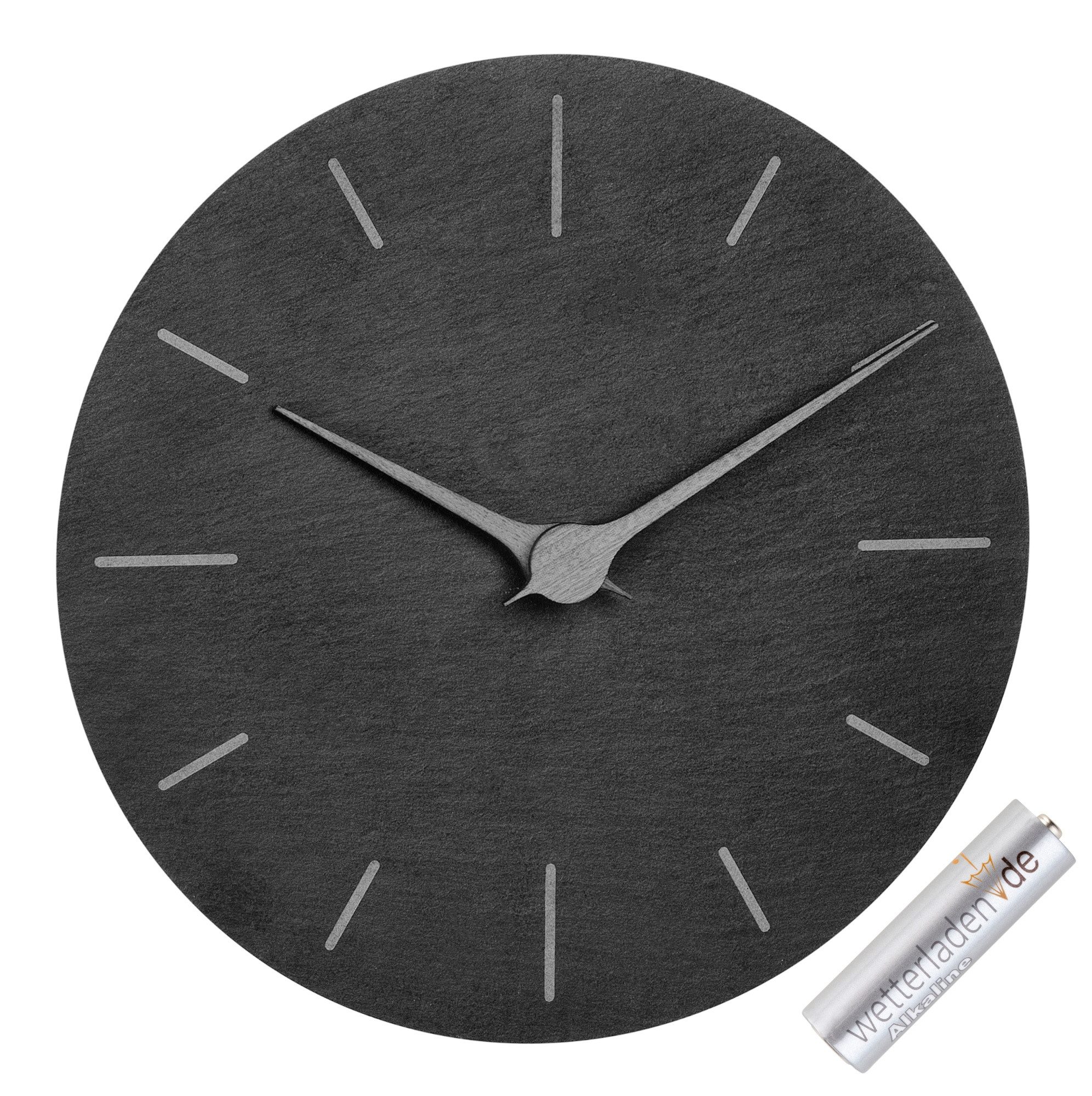 TFA Dostmann Wanduhr TFA 60.3068 analoge Schiefer Wanduhr 250 mm Quarzuhr g günstig online kaufen