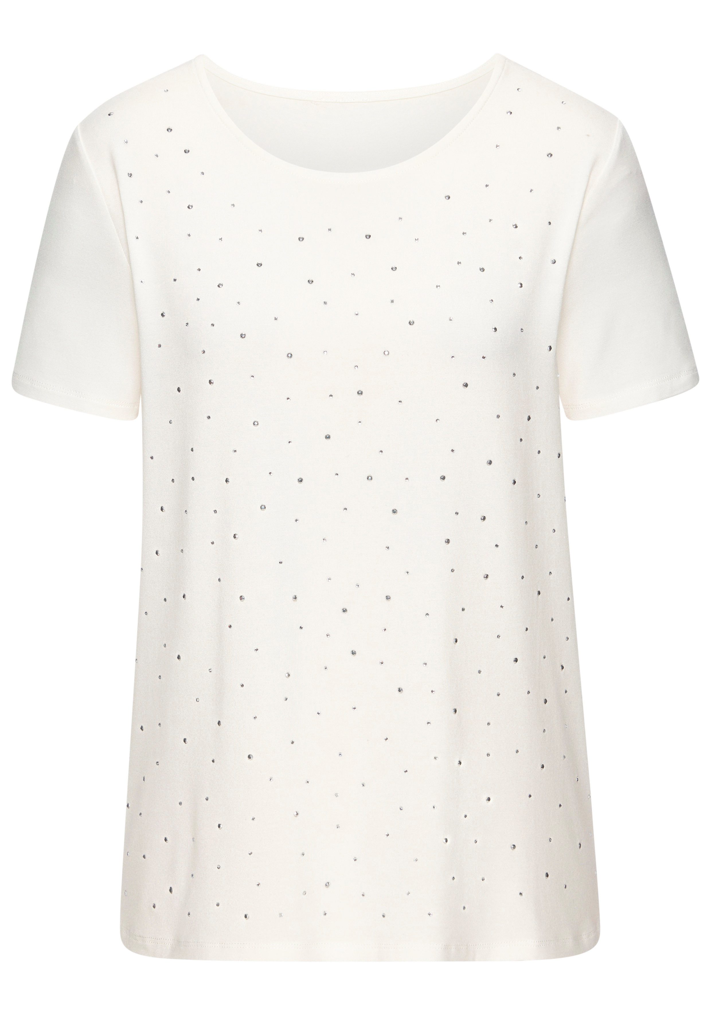LASCANA T-Shirt mit funkelnden Strass-Steinen vorn aus weichem Viskose-Stre günstig online kaufen