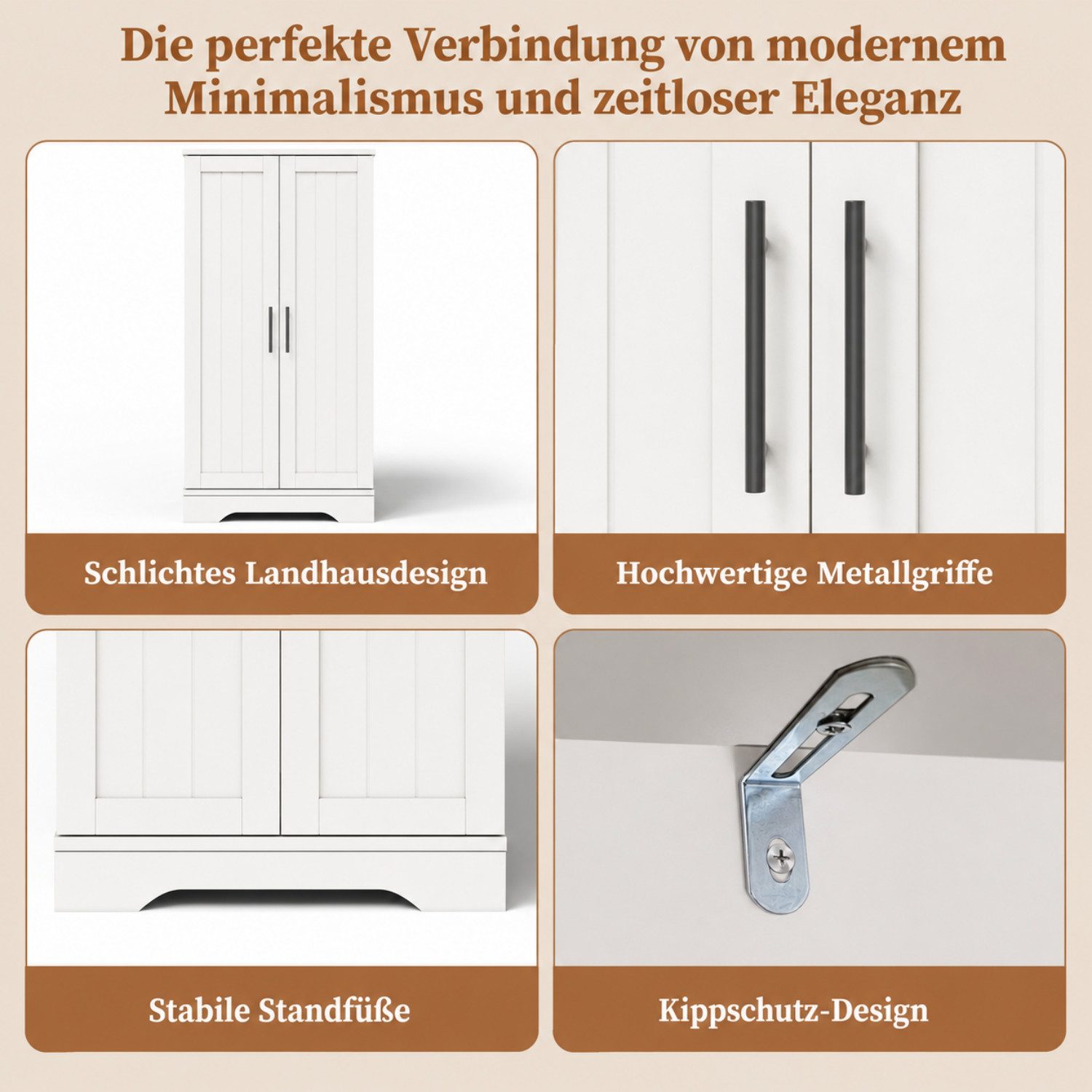 ANYSUN Midischrank Schmaler Schrank mit 2 Türen,LED-Sensorlicht,Mehrzweckschrank Küche (1-St., Einzelstück) Küchenschrank mit Verstellbare Regalböden,Türablagen,120x60x40cm