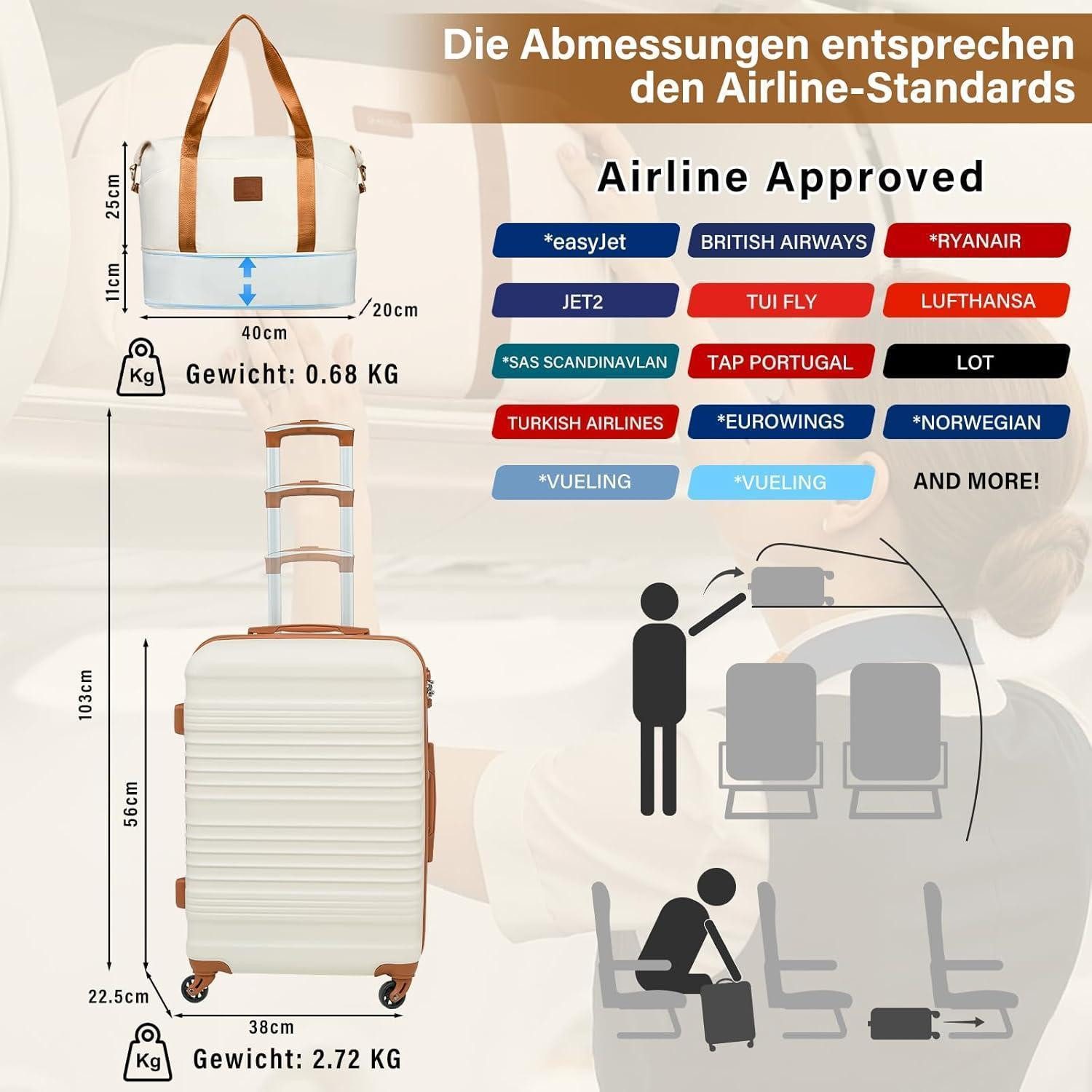 LuxusKollektion Kofferset Trolley Koffer-Set Hartschale Reisekoffer 4 Rollen TSA-Schloss