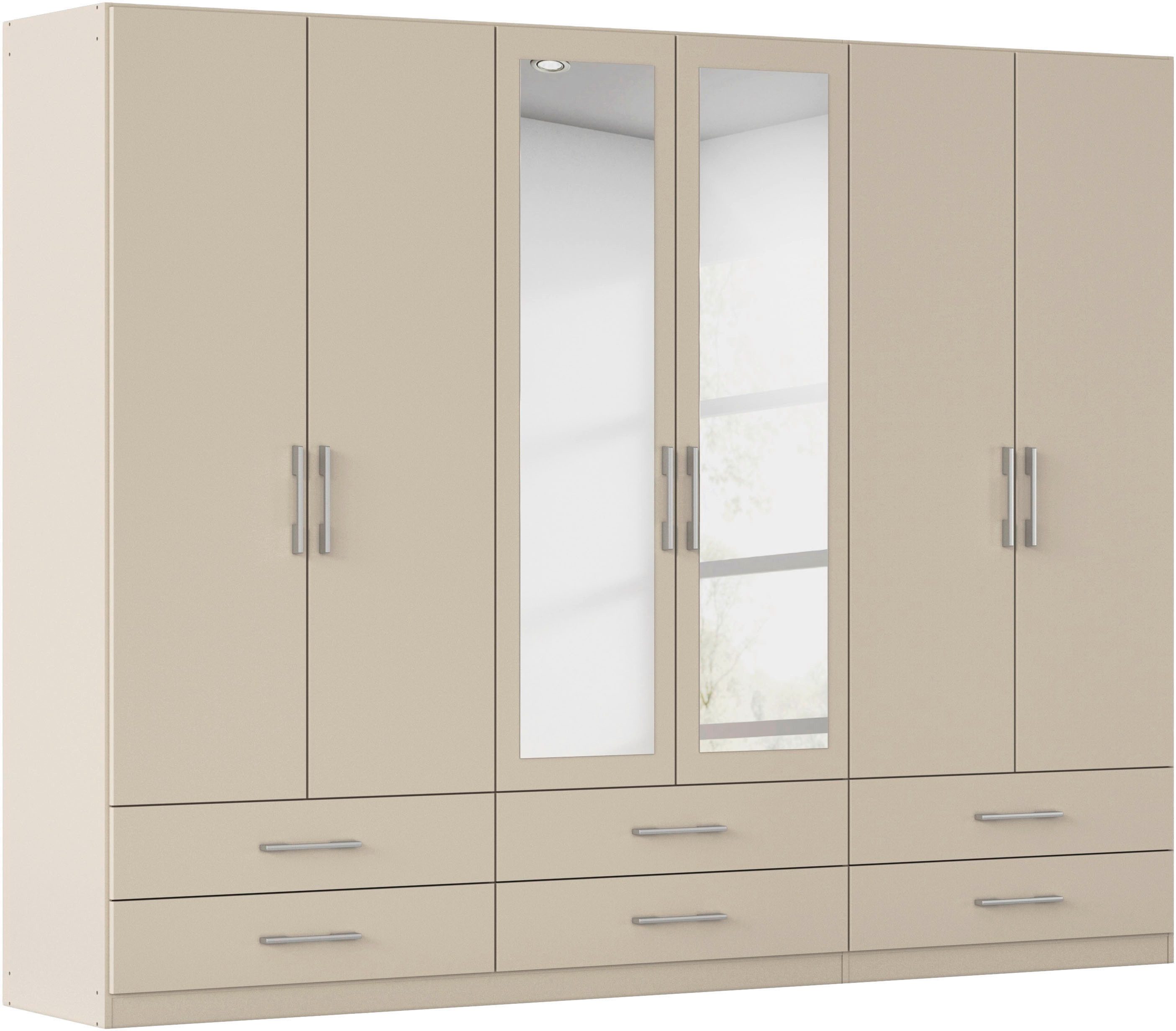 rauch Kleiderschrank Schrank Garderobenschrank Mehrzweckschrank Schlafzimmer HERSBRUCK (3 verschiedene Ausstattungen BASIC/CLASSIC/PREMIUM (inkl. SOFT-CLOSE) mit großzügigen Schubladen sowie Spiegeltüren MADE IN GERMANY