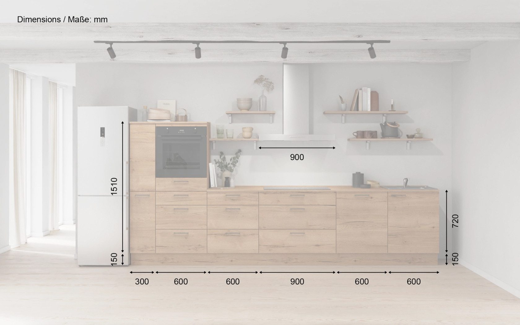 nobilia® Küchenzeile Lycka, individuell anpassbar, gratis Küchenplanung mit Profis, (Breite 360 cm), vormontiert, wahlw. mit E-Geräten, inkl. Lieferung