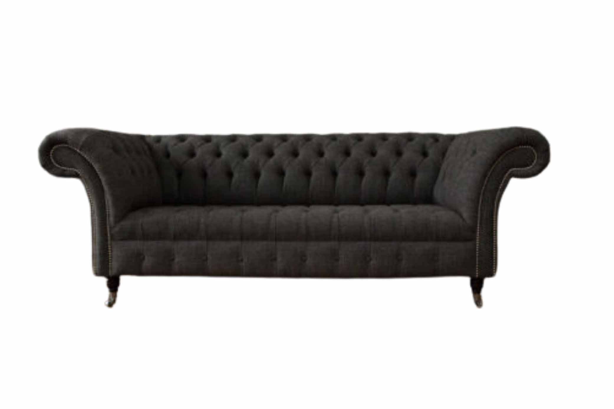 Chesterfield-Sofa Grau Chesterfield Sofa mit Knopfheftung und Edelstahlfüßen