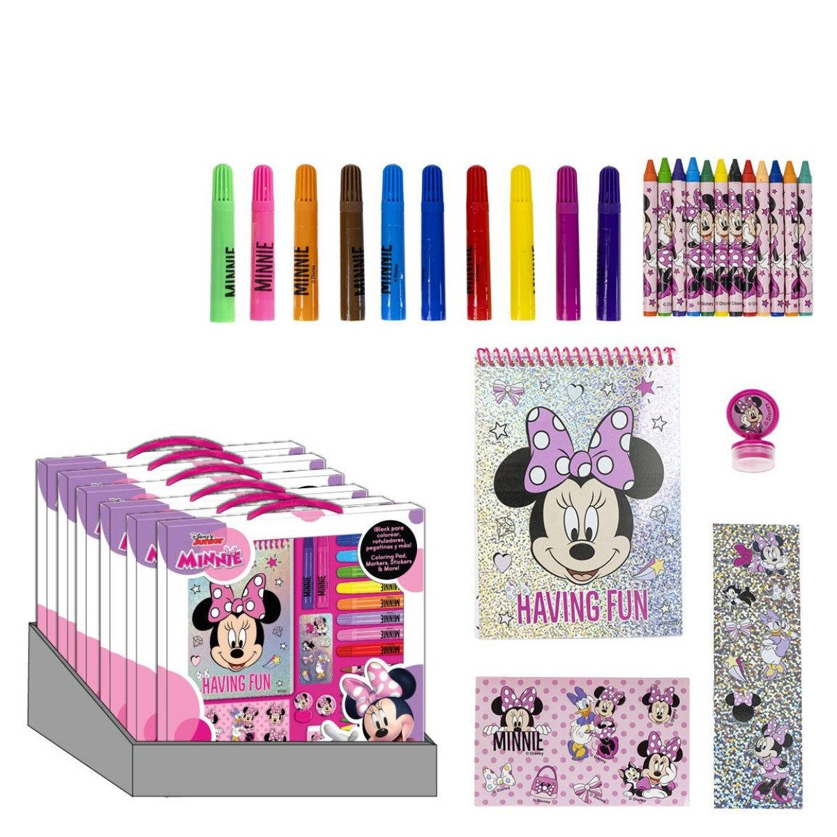 Cerda Kreativset Disney Minnie Kreatives Schreib- und Malset mit Minnie-Motiv, (Mal- und Schreibset für Kinder, Kompaktes Kreativset für Kinder im Minnie Mouse Design)