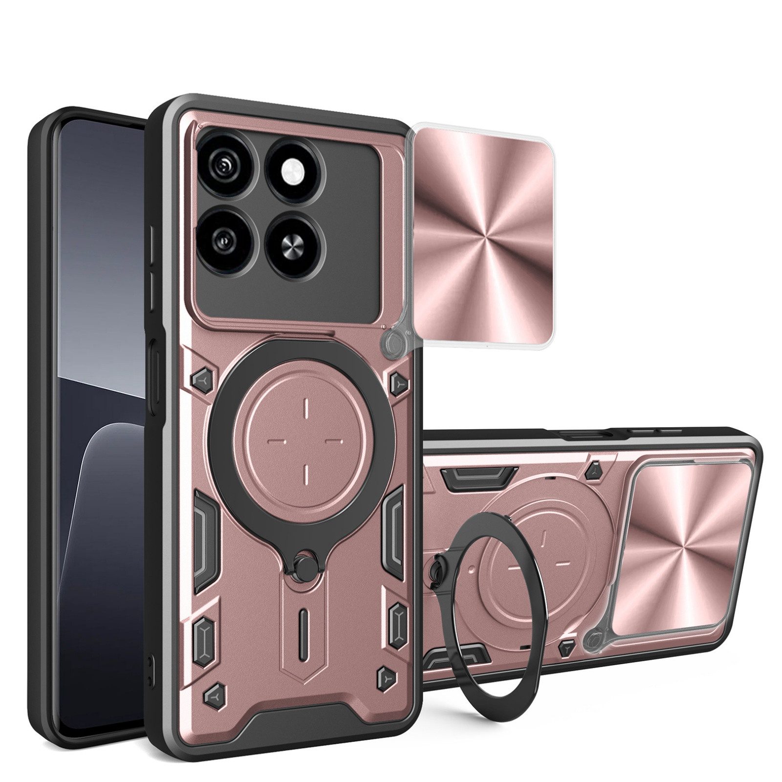 betterfon Handyhülle für ZTE Blade Hülle mit Slide Kameraschutz Ringhalter, Outdoorhülle mit Ringhalter Smartstand und Silikonkern