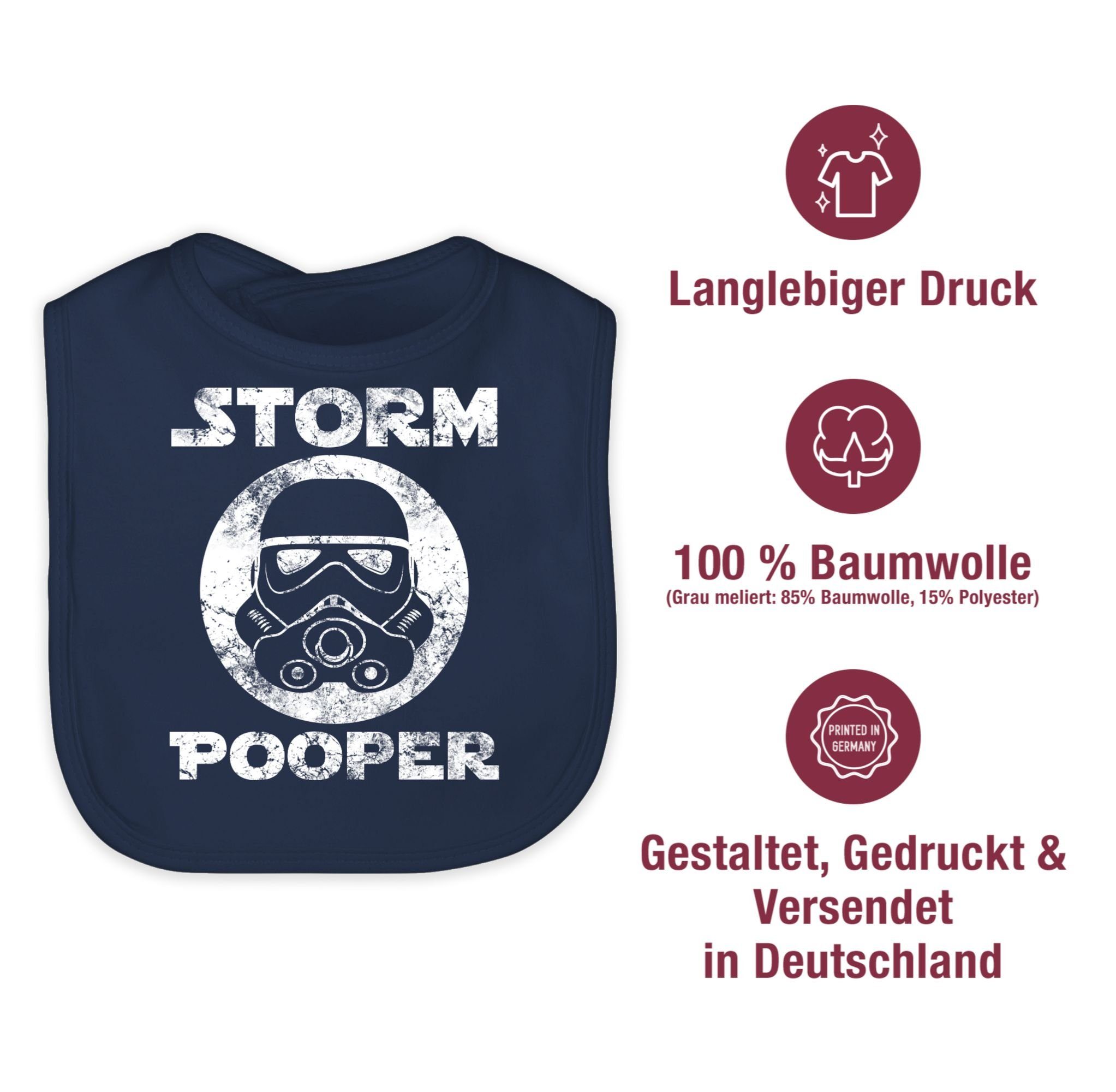 2 Navy Shirtracer Blau Pooper Storm Sprüche Lätzchen Baby Vintage,