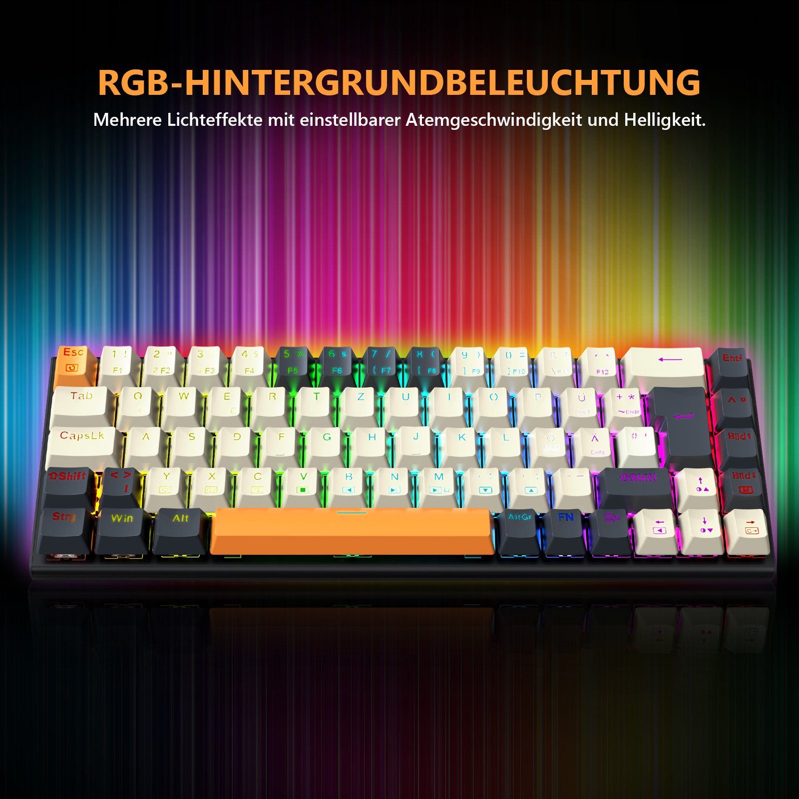 Redragon K633CGO RGB Mechanische Tastatur mit Hot-Swap-fähigen roten Schaltern Gaming-Tastatur (QWERTZ deutsches Layout mit 68 Tasten)