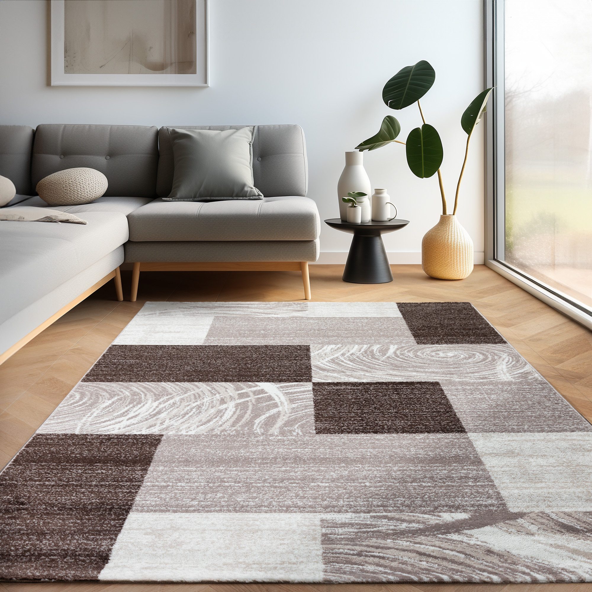 Carpettex Designteppich Abstrakt Kariert Design, Läufer, Höhe: 12 mm, Moder günstig online kaufen