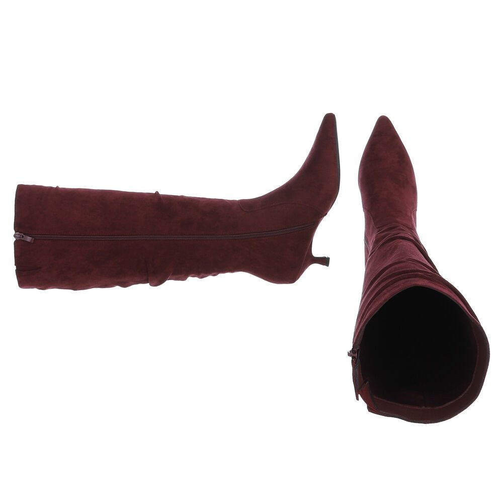 Ital-Design Elegante Stiefel mit Raffung für Damen im Alltag Stiefel (90515029) Pfennig-/Stilettoabsatz Stiefel in Weinrot