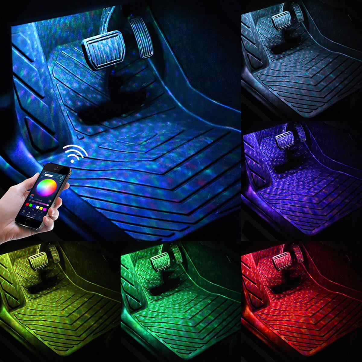 götäzer LED Stripe Umgebungslicht im Autofuß-Sternenhimmellampe, dekorative allgemeine Auto, Lampe