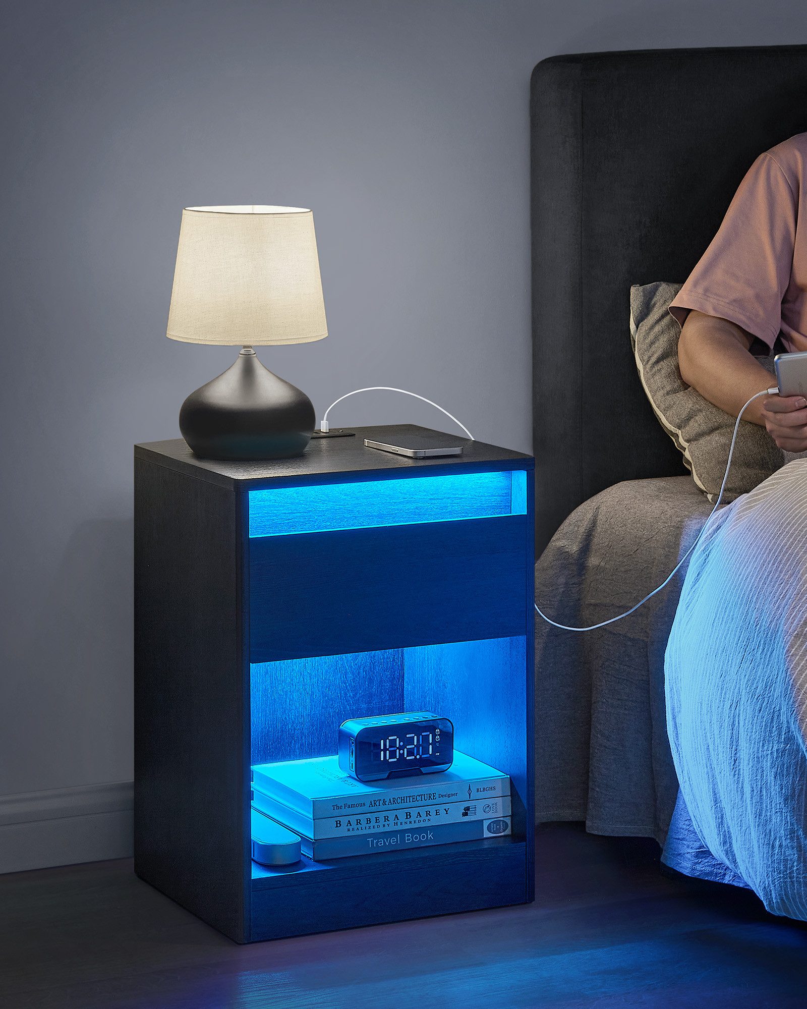 VASAGLE Nachttisch (1-St), mit einstellbarer LED-Beleuchtung, günstig online kaufen