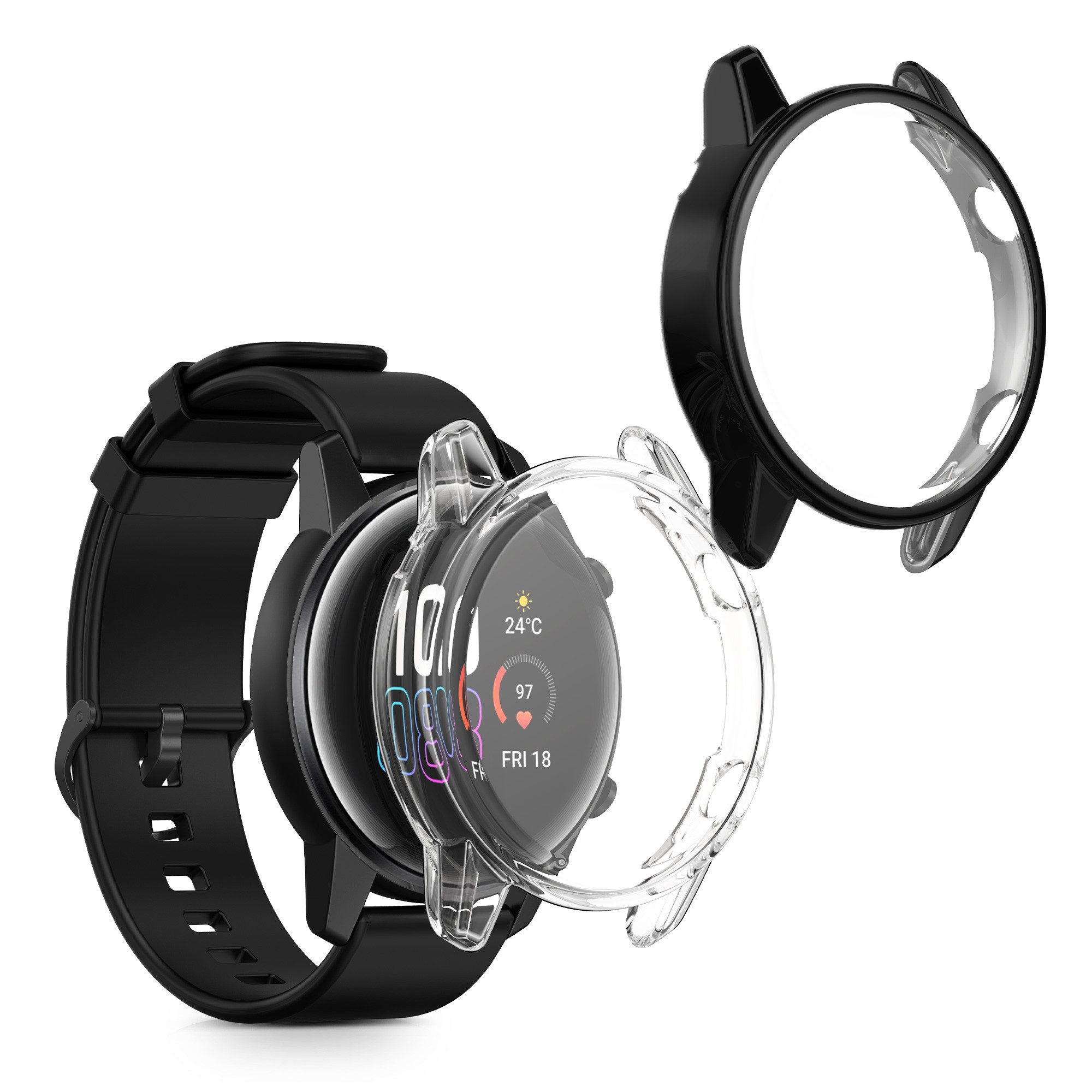 kwmobile Smartwatch-Hülle 2x Silikon Hülle für HONOR Magic Watch 2 46mm, Schutzhülle Fullbody Display Cover Set aus Silikon