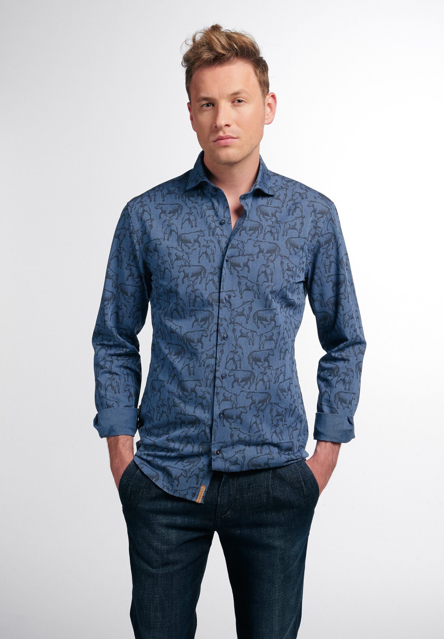 Eterna Langarmhemd SLIM FIT EASY IRON (bügelleicht)