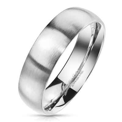 BUNGSA Partnerring »Ring klassisch matt Silber aus Edelstahl Unisex« (Ring, 1-tlg., inkl. Schmuckbeutel aus Organza), Damen Herren