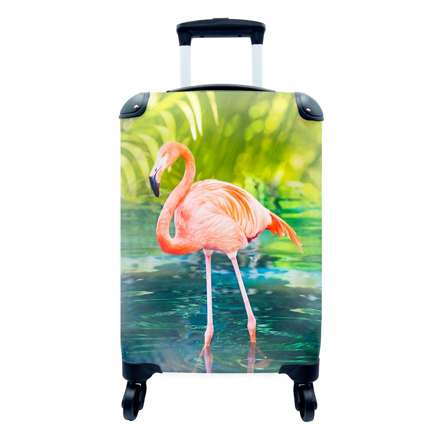 MuchoWow Handgepäckkoffer Flamingo in der Landschaft von Florida, 4 Rollen, Reisetasche mit rollen, Handgepäck für Ferien, Trolley, Reisekoffer
