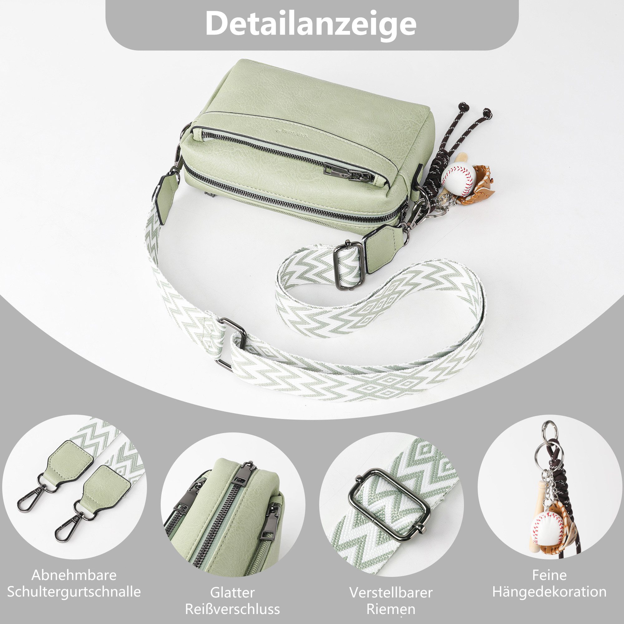 TAN.TOMI Umhängetasche Damen Schultertasche Klein Handtasche Crossbody Bag Henkeltasche (Tasche mit viel Stauraum), Für Pendeln Reise Campus Sport Rucksäcke – Bild 3 von 5