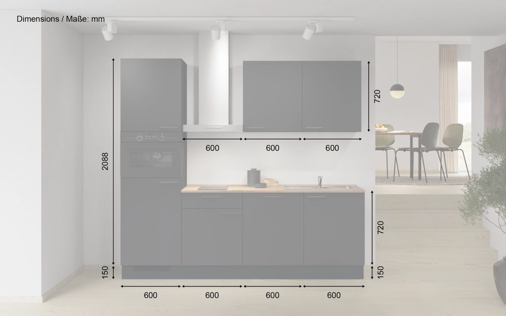 nobilia® Küchenzeile Fika, individuell anpassbar, gratis Küchenplanung mit Profis, (Breite 240 cm), vormontiert, wahlw. mit E-Geräten, inkl. Lieferung