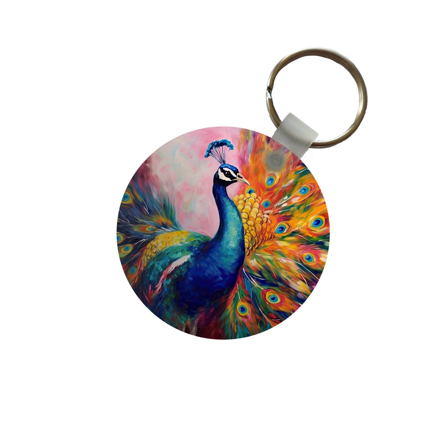 Schlüsselanhänger Pfau - Tiere - Malerei - Regenbogen