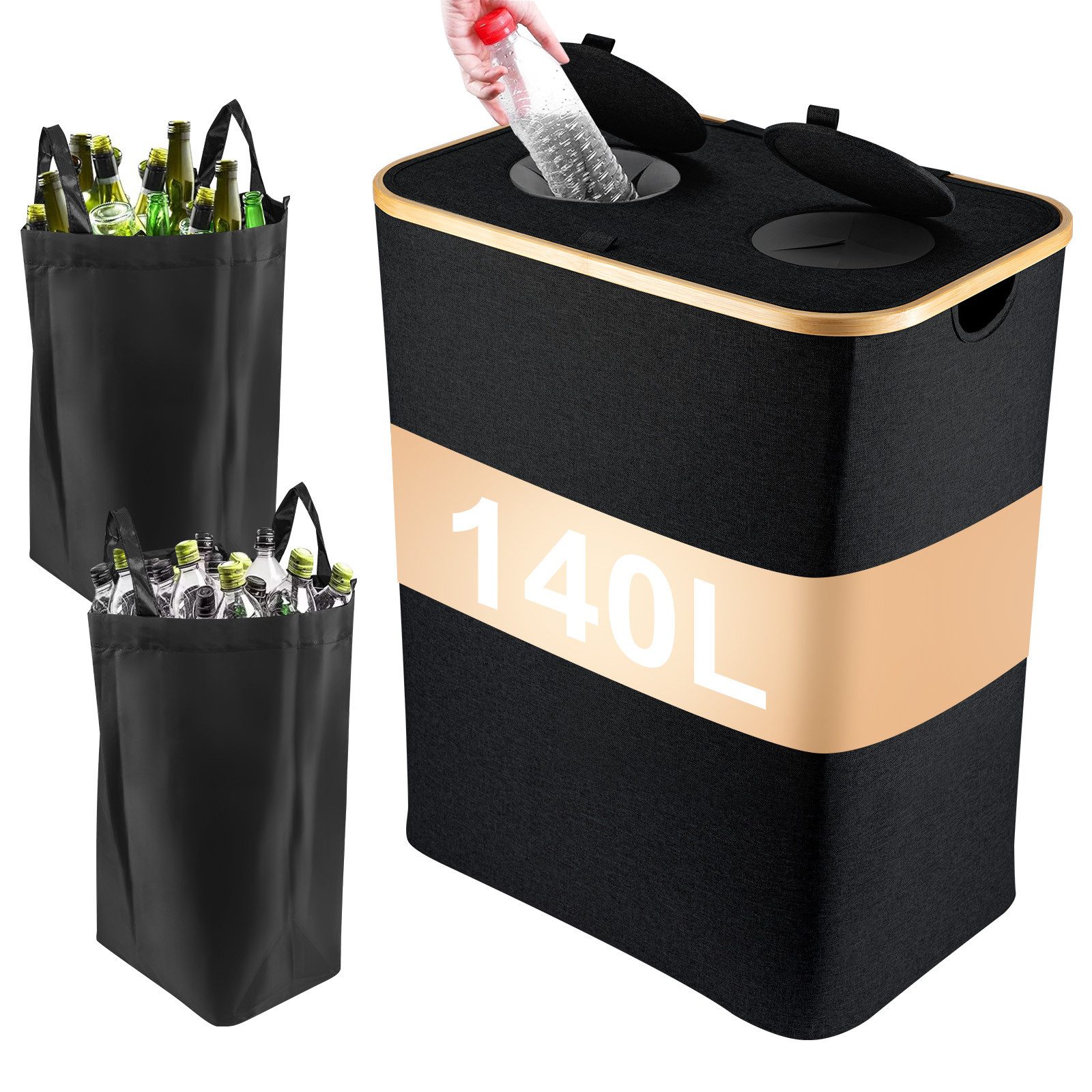 Youyijia Kehrgutsammelbehälter 140L Pflandflaschen Sammelbehälter, Leergut Organizer mit Loch