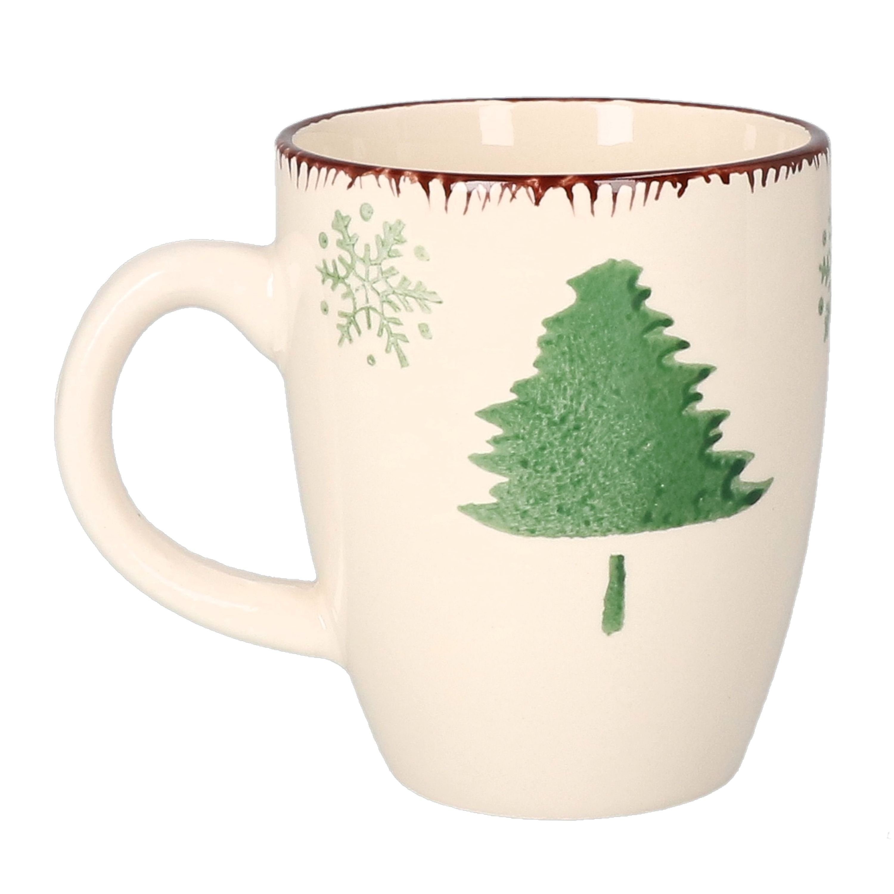Alois 6er Set Porzellan-Kaffeebecher – 350 Ml, Landhausstil Mit Hirsch-Dekor – Spülmaschinenfest