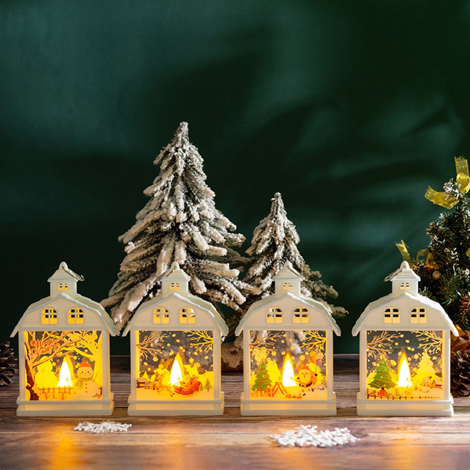 braun Weihnachtsmann, kreative tragbares Schmücken Elch Schneemann Nachtlicht LED Requisiten, Rutaqian Ornament Retro Weihnachtslaternen Fenster Nachtlicht Weihnachtsmann Muster