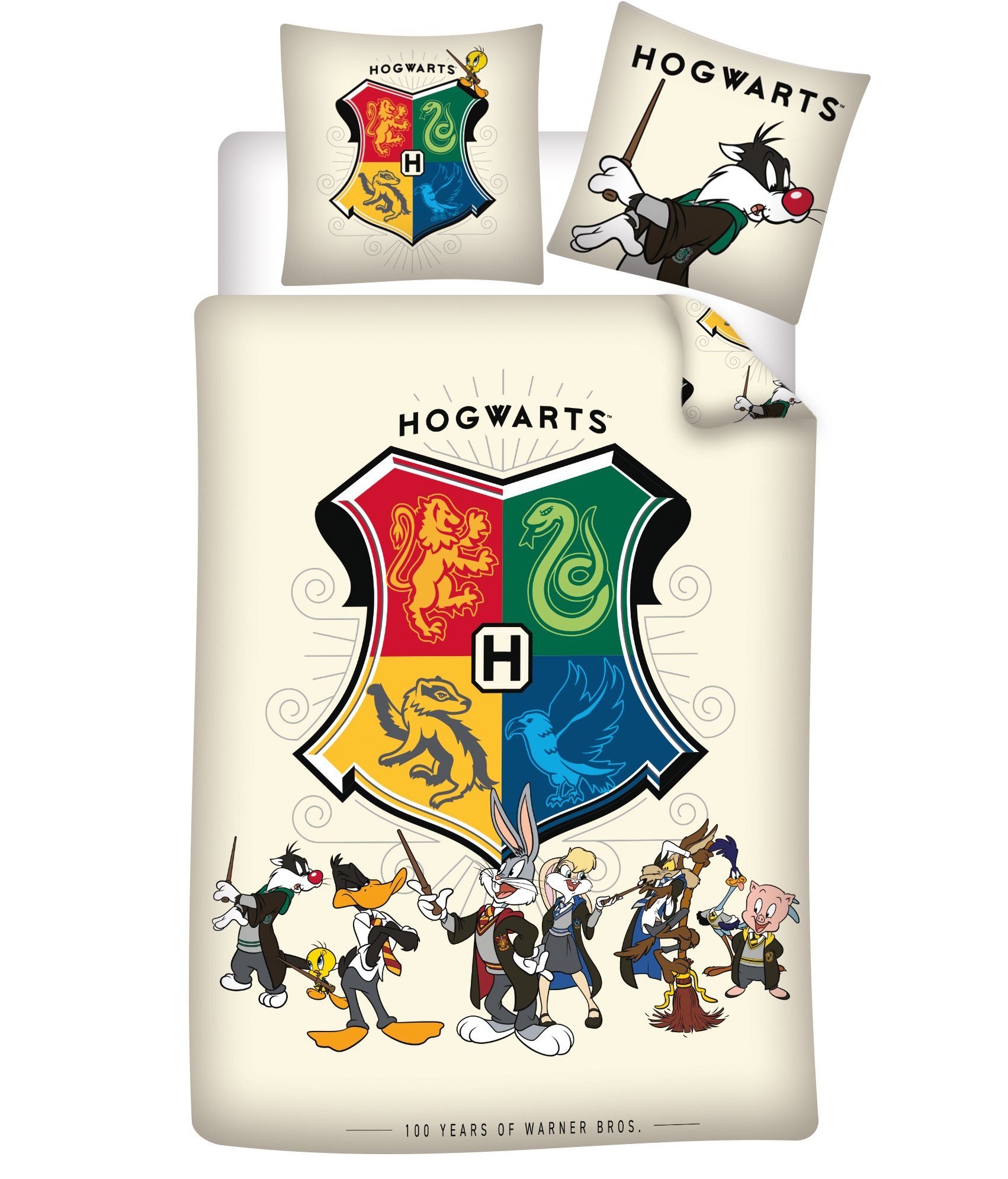 Kinderbettwäsche Bettwäsche Set Hogwarts Looney Tunes 135 x 200cm, AY!Max