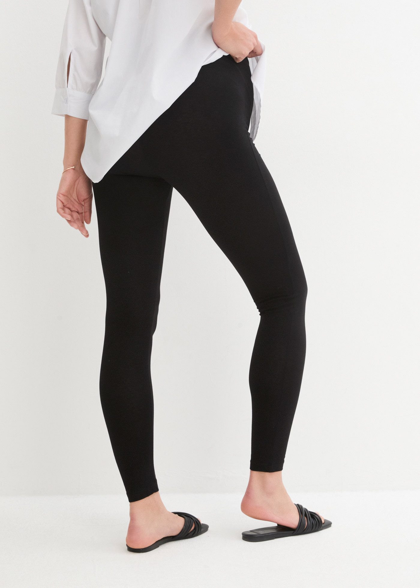 bonprix Umstandsleggings (Packung, 2-tlg) Baumwoll-Jersey mit Elasthan, mit breitem Jerseybund, Skinny Fit