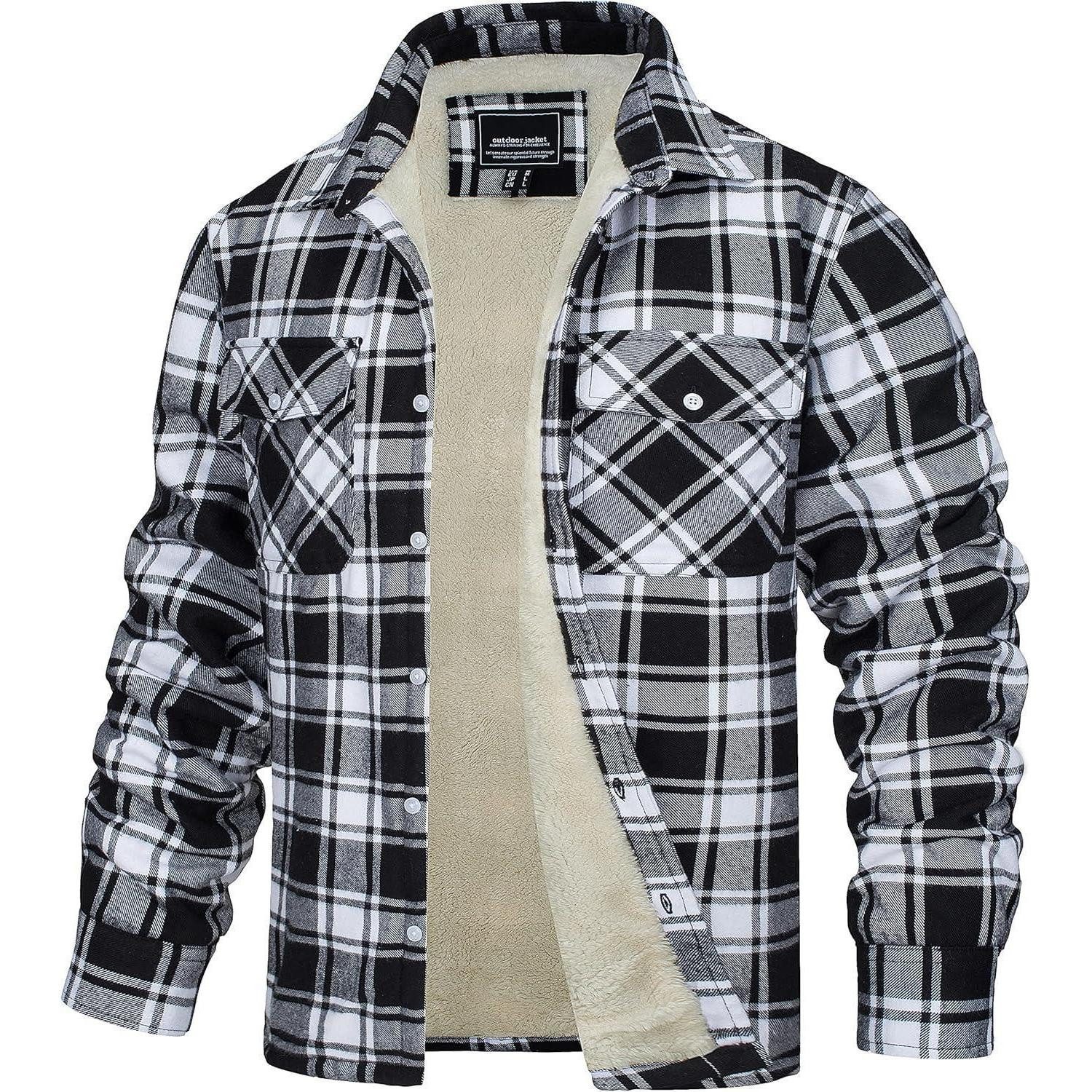 LuxusKollektion Hemdjacke Thermohemd Herren Fleece Flanell Holzfällerhemd 3XL Schwarz