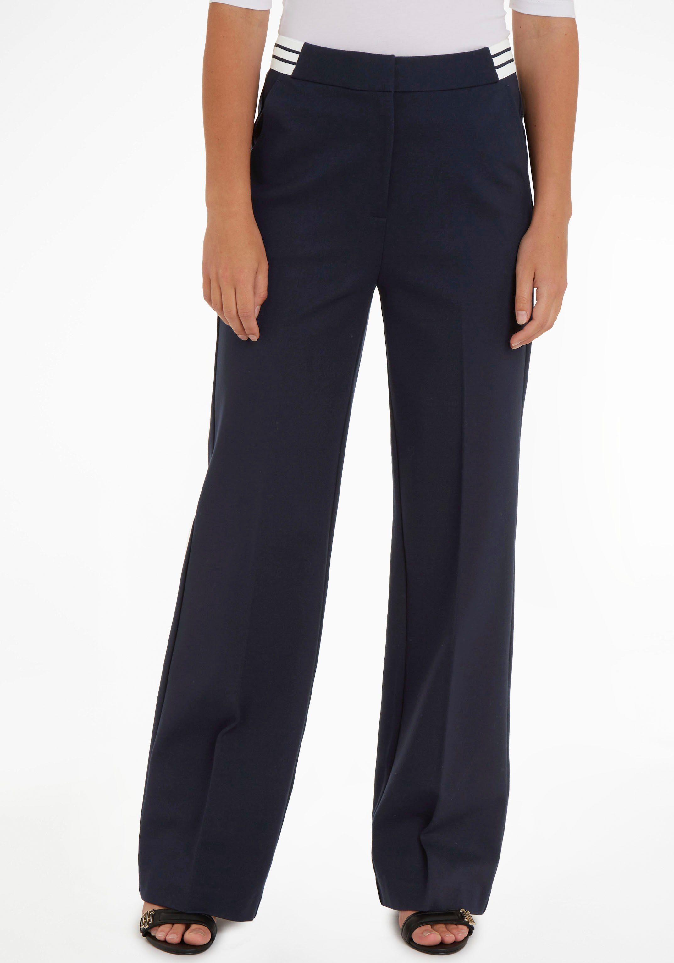 elegantem PANT in Design VIS Hilfiger PUNTO WIDE Bügelfaltenhose LEG Tommy