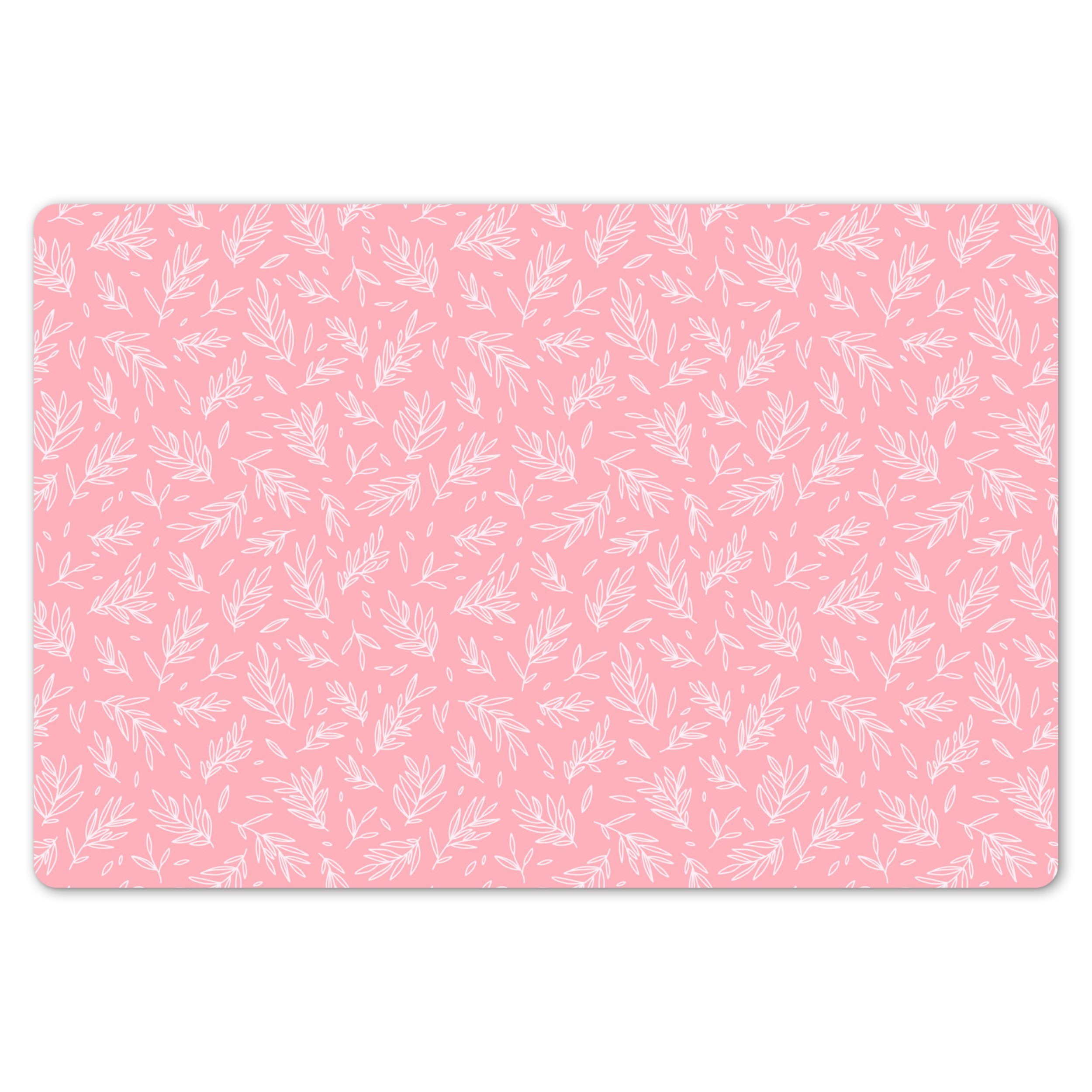MuchoWow Platzset Blätter - Pflanzen - Rosa - Muster, (1-St), Kinder-Arbeitsunterlage Schreibtisch, Bastelmatte Kind, Zeichenmatte