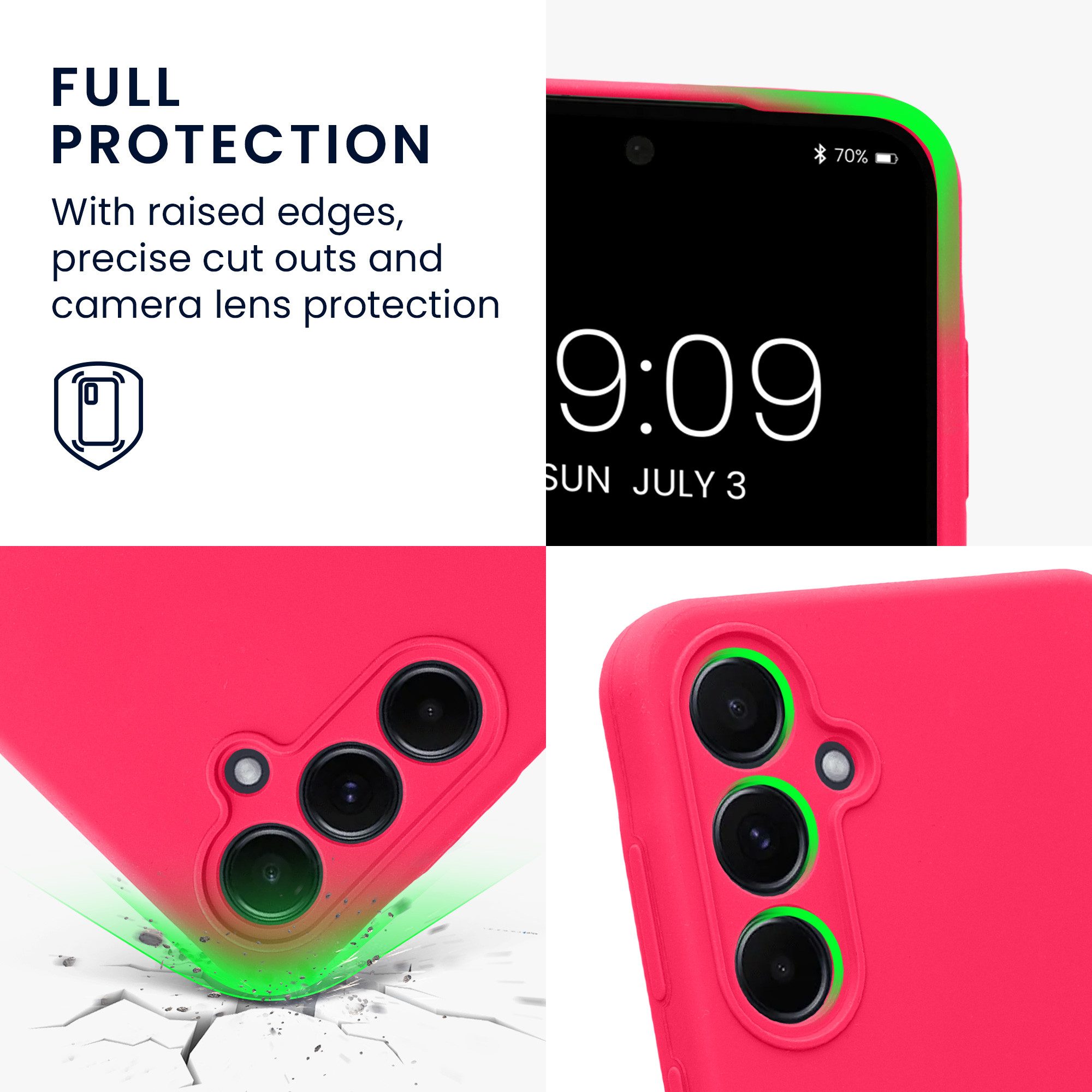 kwmobile Handyhülle Handyhülle für Samsung Galaxy A55 5G Hülle, Hülle Silikon gummiert - Handyhülle - Handy Case in Neon Pink