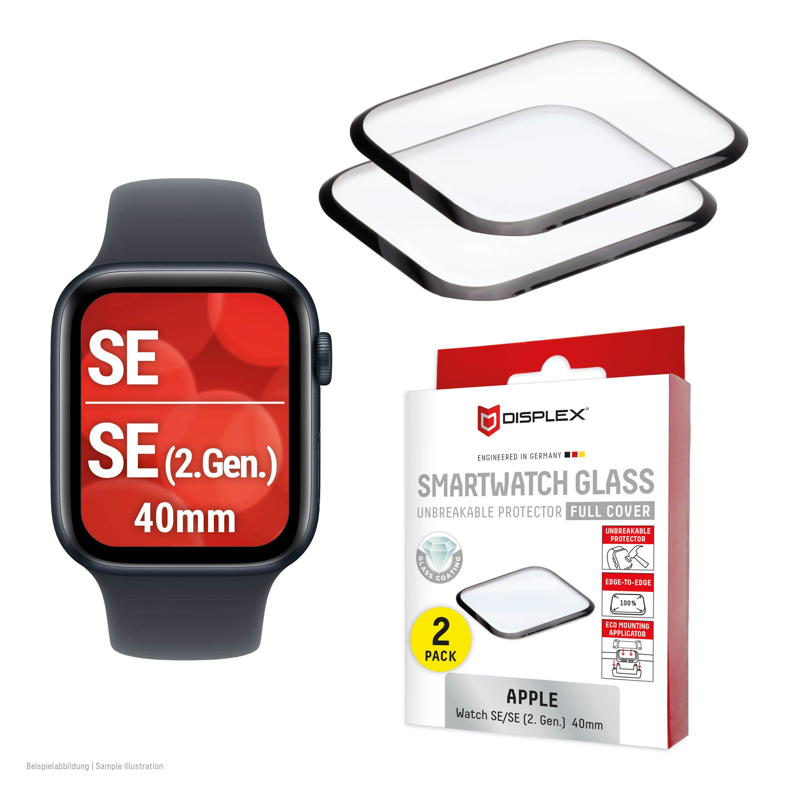 Displex Displayschutzglas DISPLEX Glass FC Apple Watch SE(2), 40mm