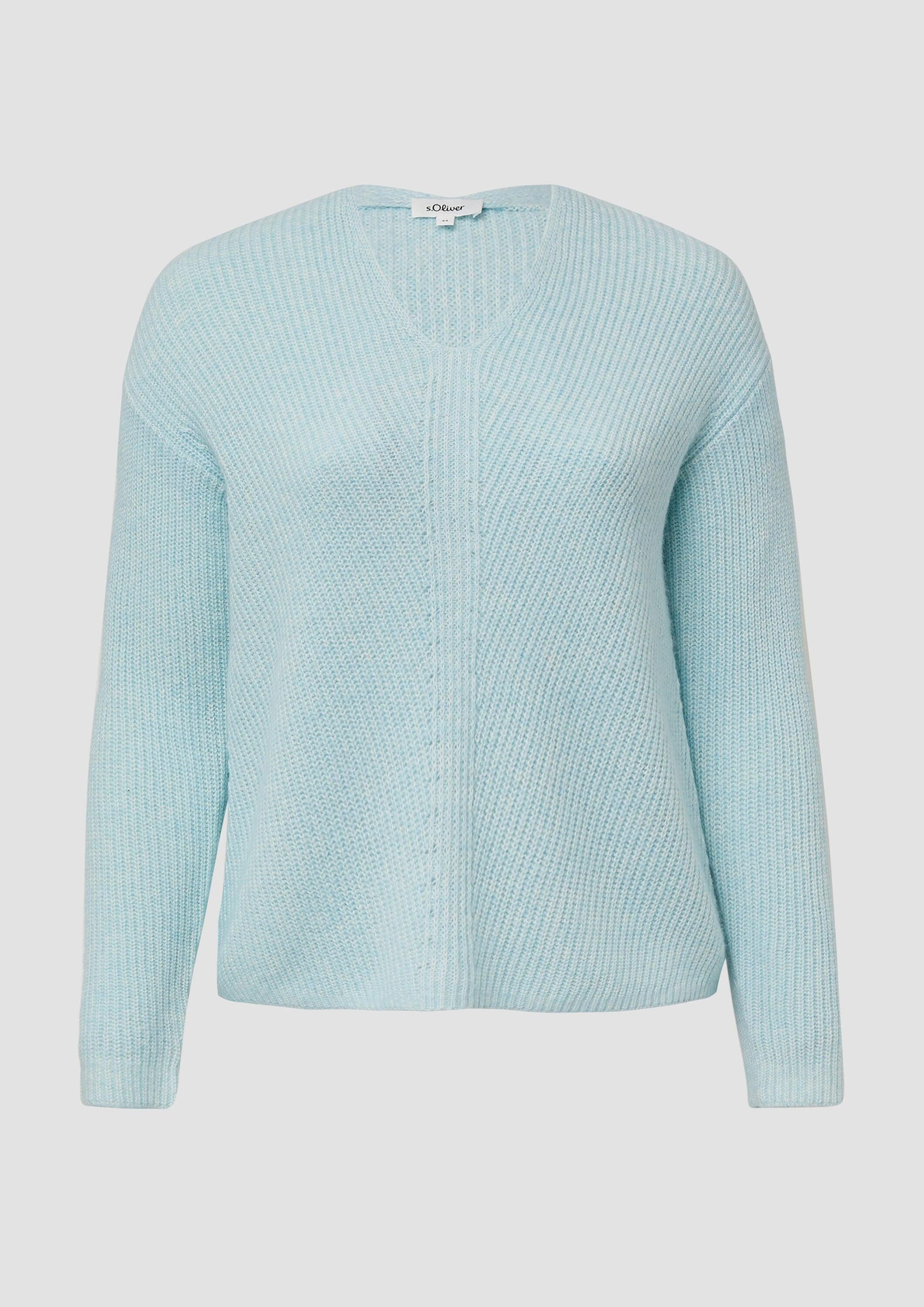 s.Oliver Longpullover Strickpullover Weicher Strickpullover im Relaxed Fit mit V-Ausschnitt