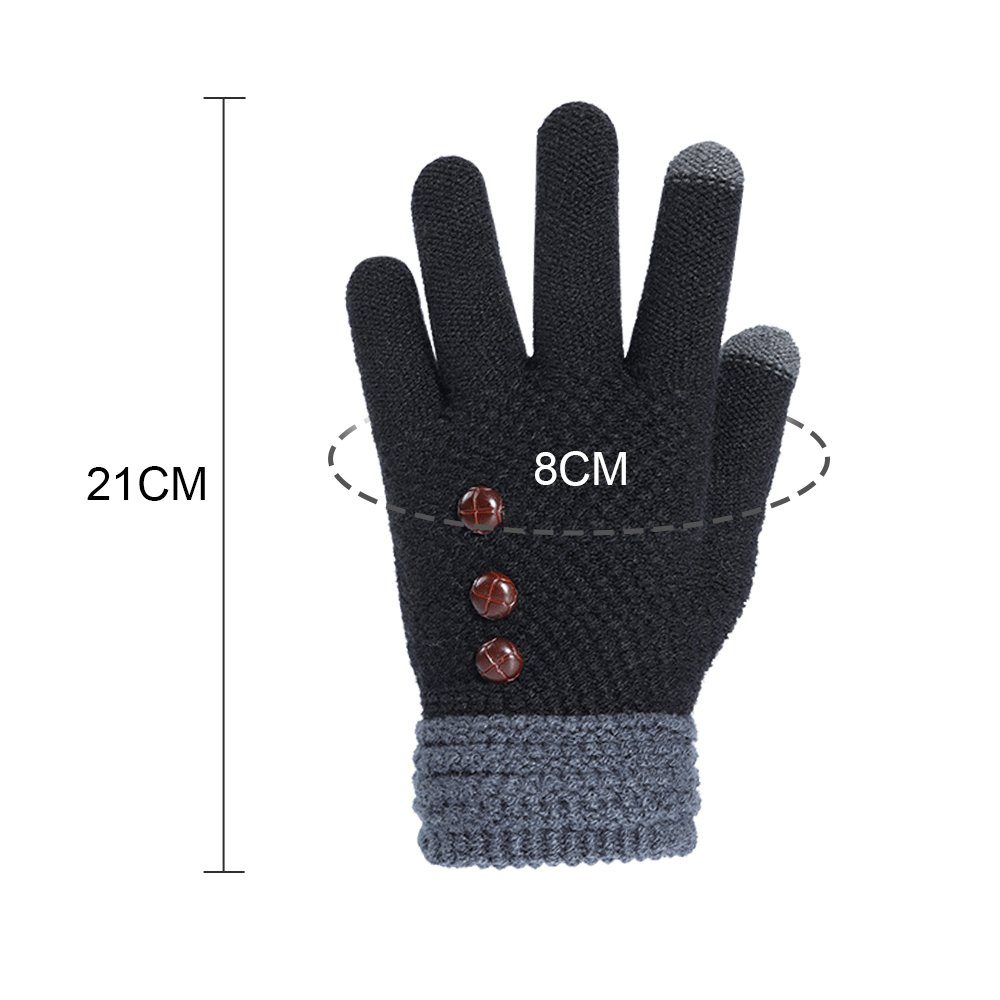 Schwarz Täglich, Sporthandschuhe Warme Touchscreen HOME Outdoor Freizeit Elastizität Strick Handschuhe Winterhandschuhe -3 und Damen (Paar) Radfahren für LAPA Strickhandschuhe