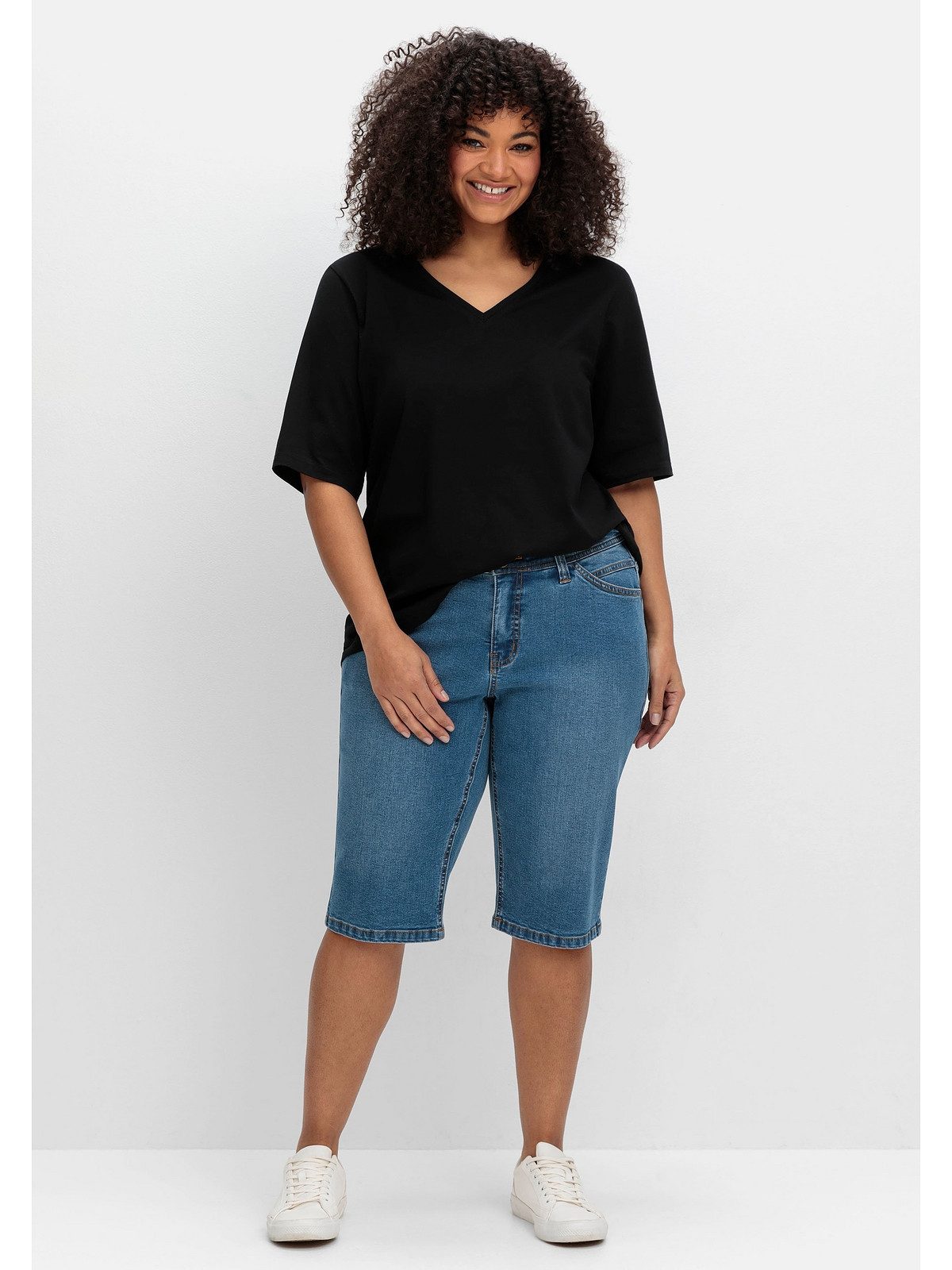 Sheego Jeansbermudas Große Größen im Curvy-Schnitt günstig online kaufen