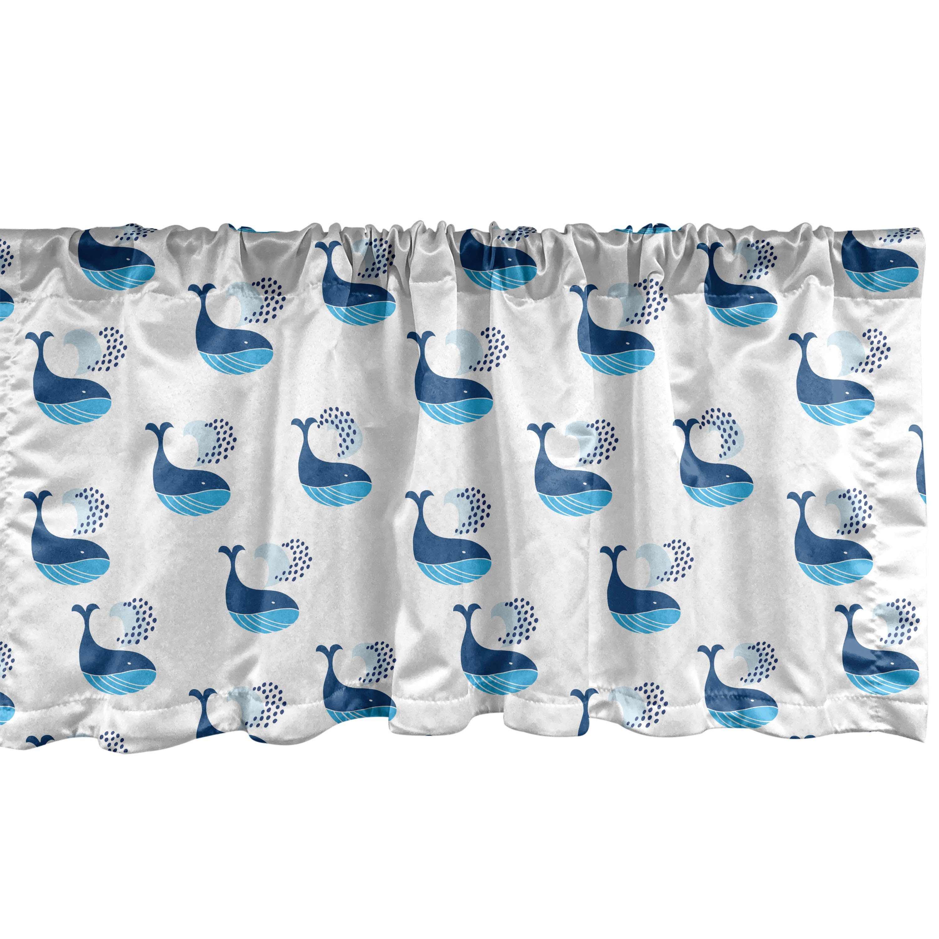 Scheibengardine Vorhang Volant für Küche Schlafzimmer Dekor mit Stangentasche, Abakuhaus, Microfaser, Wal Fisch-Schwimmen-Ozean