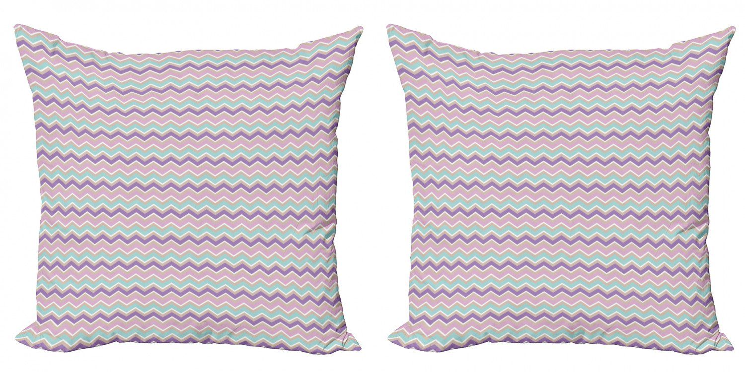Kissenbezüge Modern Accent Doppelseitiger Digitaldruck, Abakuhaus (2 Stück), Winkel Pastelltöne Zigzags | Kissenbezüge