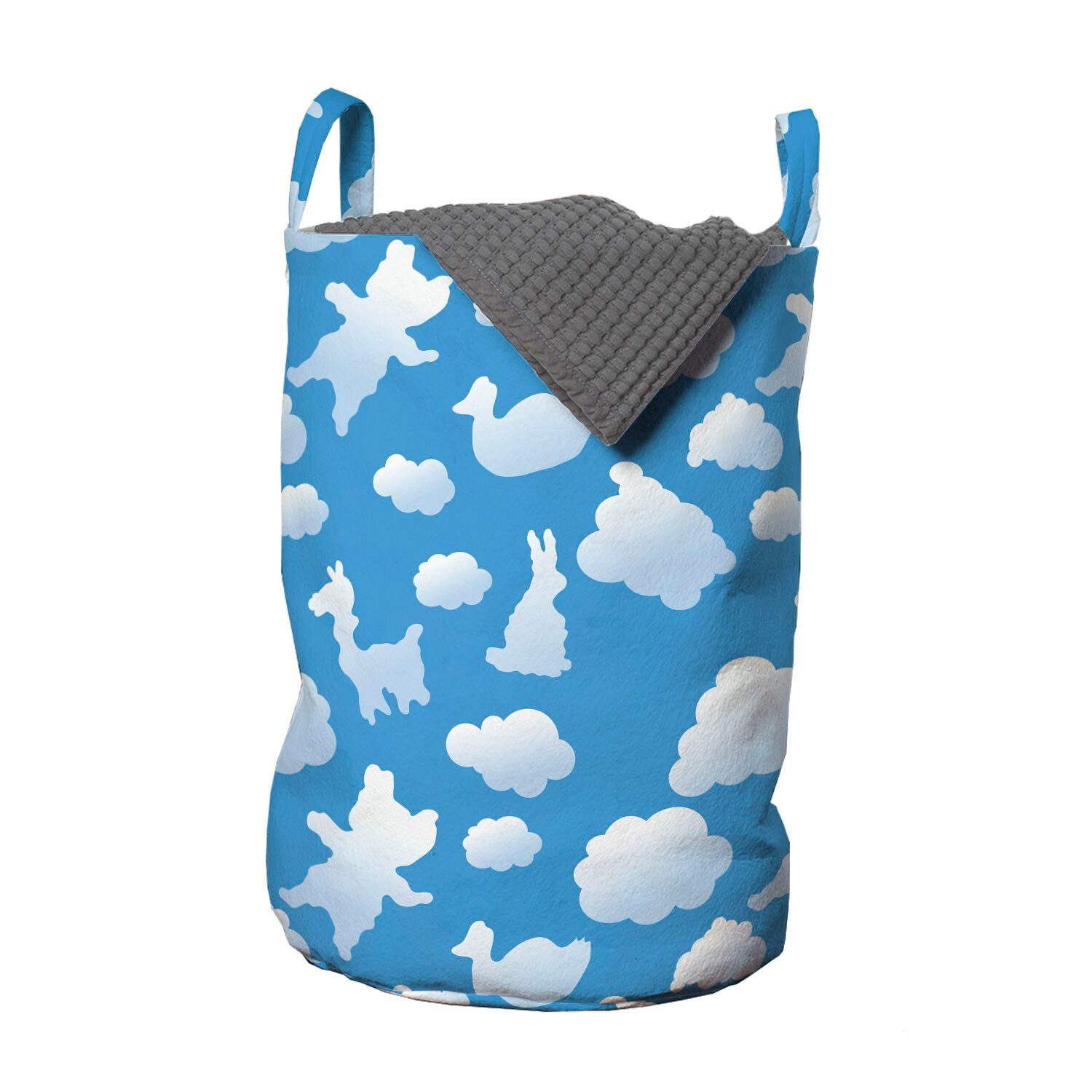 Abakuhaus Wäschesäckchen Wäschekorb mit Griffen Kordelzugverschluss für Waschsalons, Wolke Wolken Ente Bär und Kaninchen