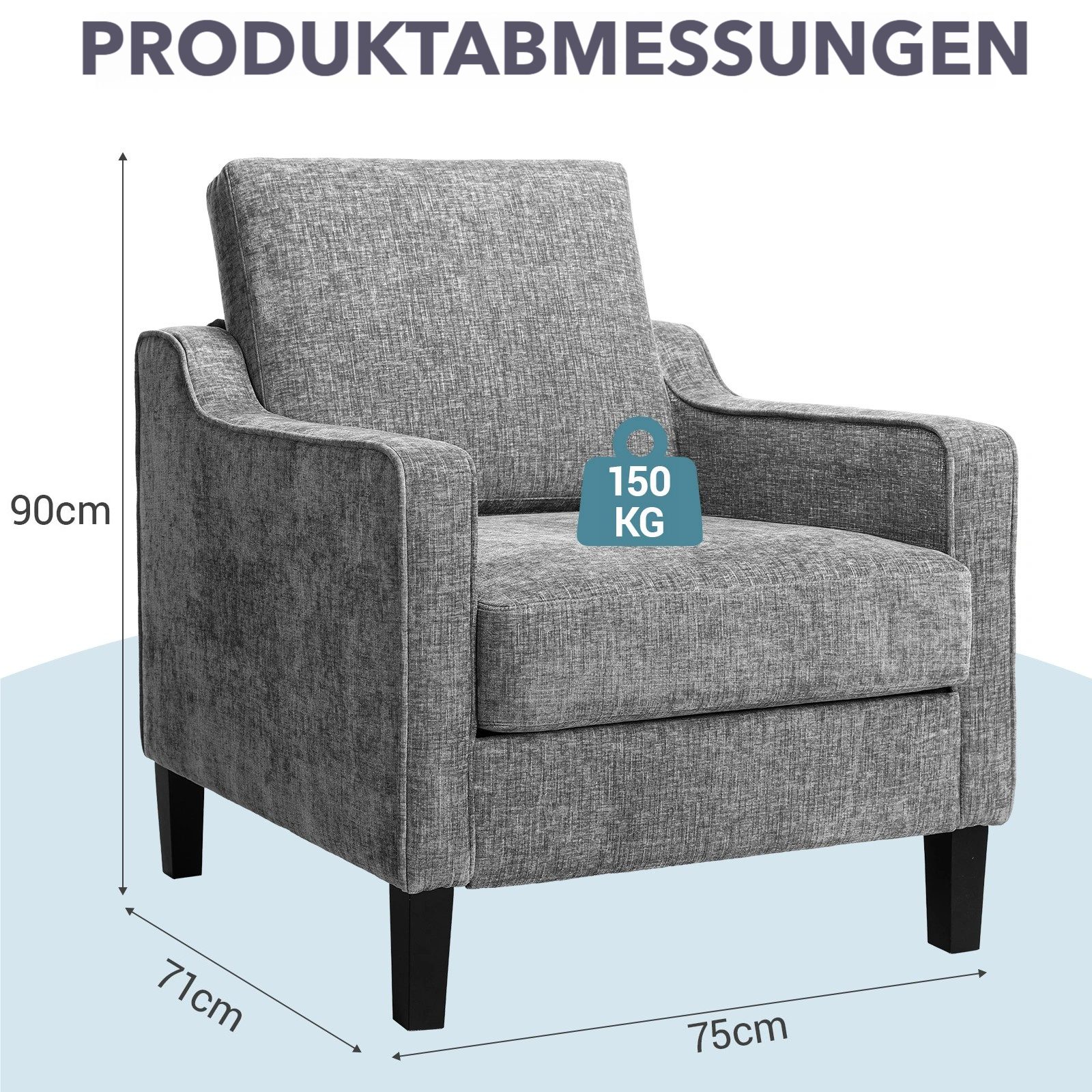 TLGREEN Loungesessel Accent Sessel mit Kissen,Chenille Polstersessel – 75×71×90 cm (Bequemes Einzelsitz-sofa),Lesesessel bequem, fur Wohnzimmer, Büro & Wohnung,Apartment