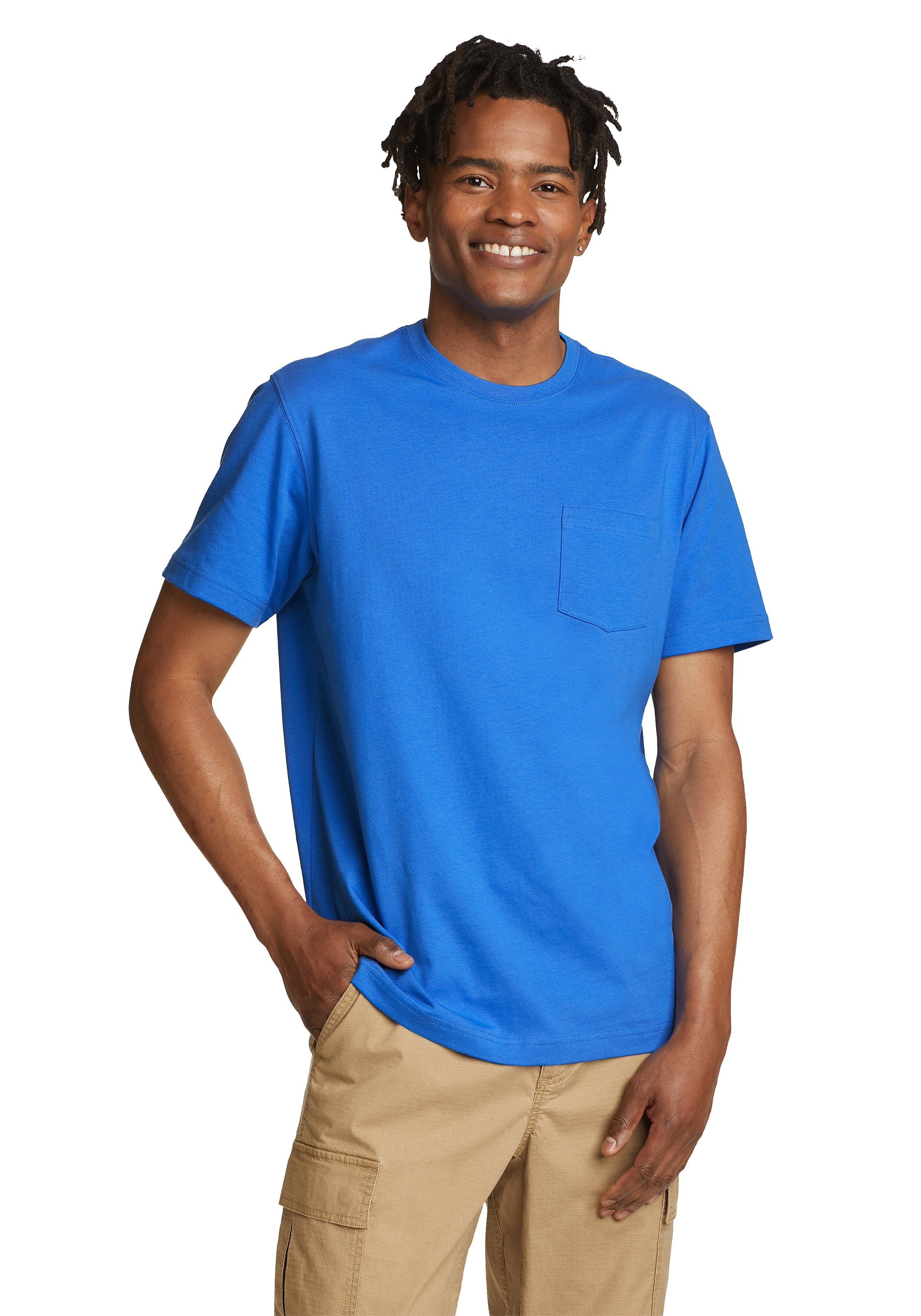 Eddie Bauer T-Shirt Legend Wash Pro Shirt 100% Baumwolle - Kurzarm mit Tasche Brilliantes Blau