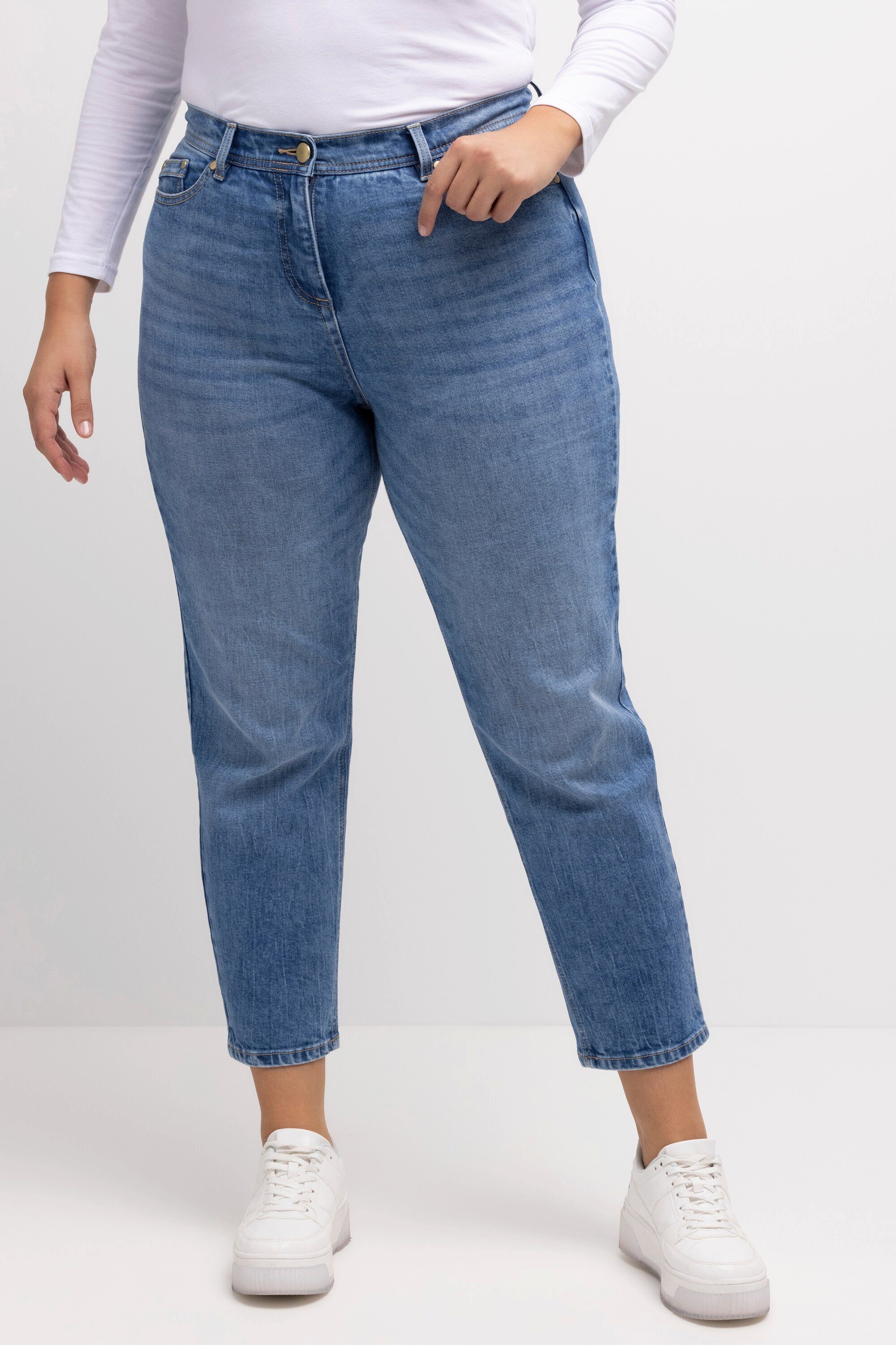 vorgewaschen High Waist Popken Mom-Jeans Ulla 5-Pocket-Schnitt Regular-fit-Jeans