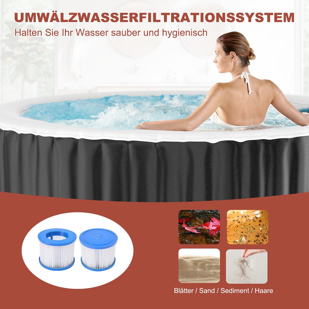 Meulbaty Whirlpool aufblasbar MSpa Tekapo 2-4 Personen, (1-tlg), Innen- und Außenbereich Pool 180x180cm