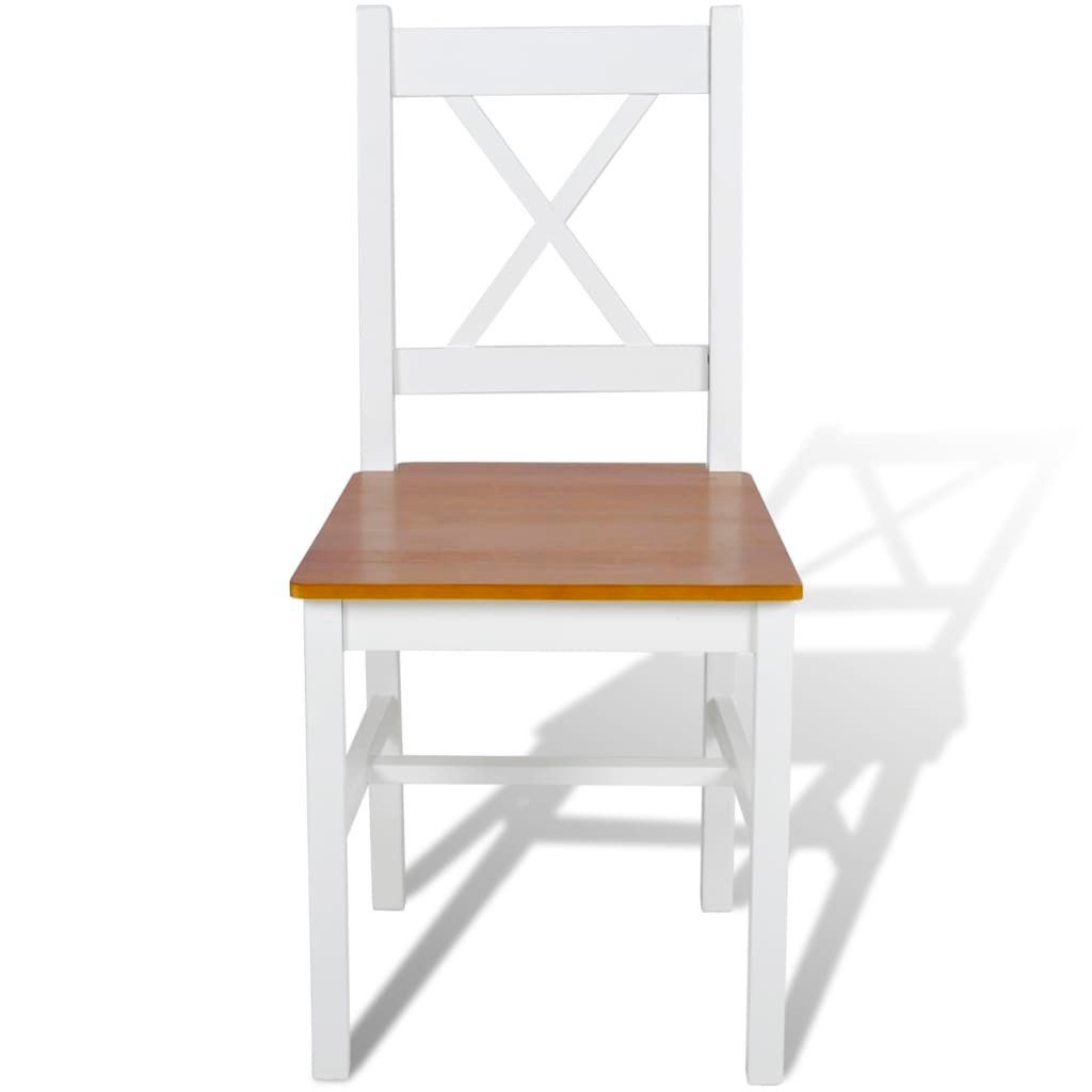 furnicato Esszimmerstuhl 6er Set Esszimmerstühle Weiß Natur 41,5x45,5x85,5 cm aus Massivholz (6 St), Ergonomische Sitzgruppe mit glatter Lackierung für die Küche