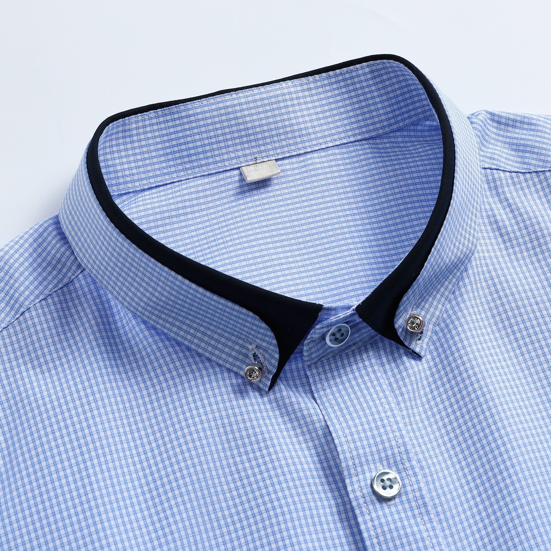 Allthemen Businesshemd Herren Slim Fit Langarmhemd karierter Herrenhemd mit Brusttasche