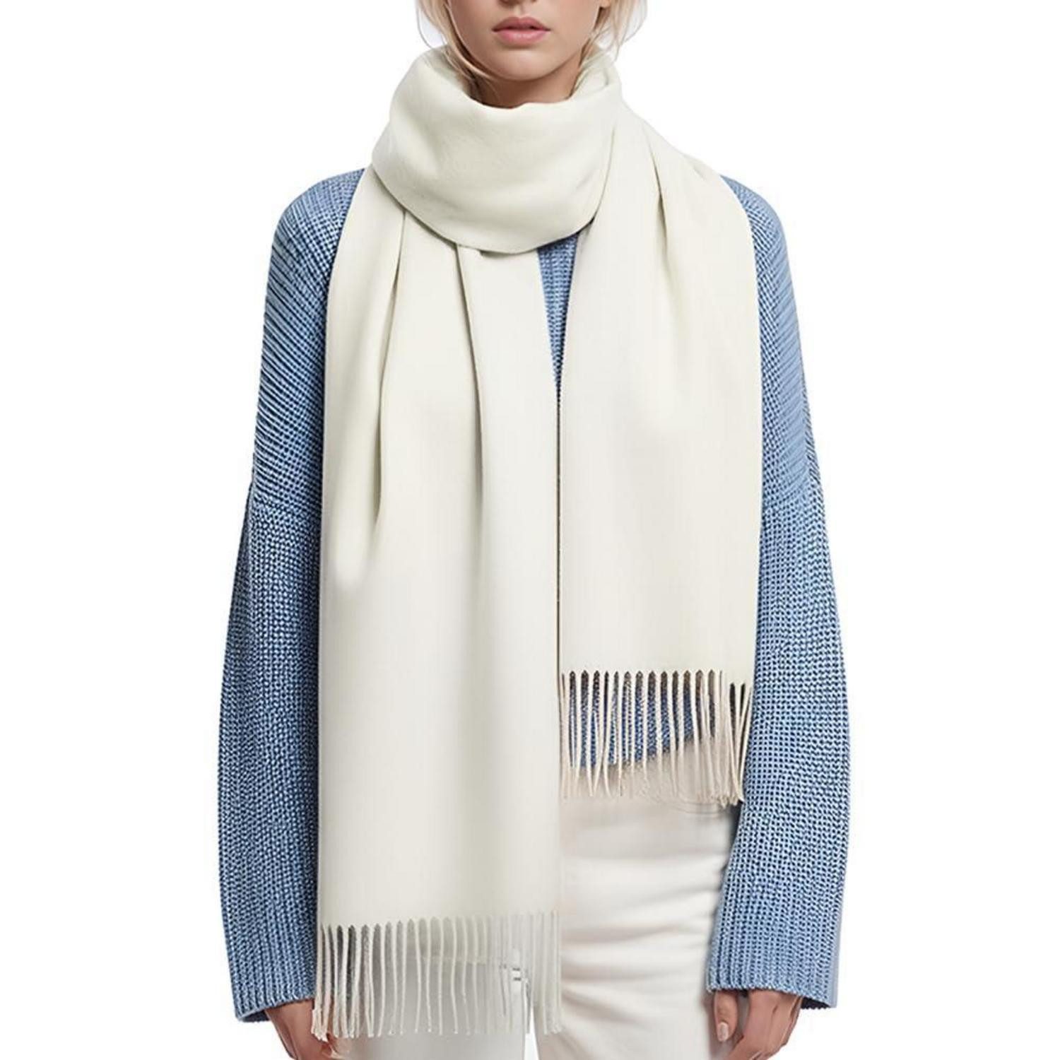 LuxusKollektion Wollschal Wollschal Damen Kaschmir Gefühl 200x70cm Creme