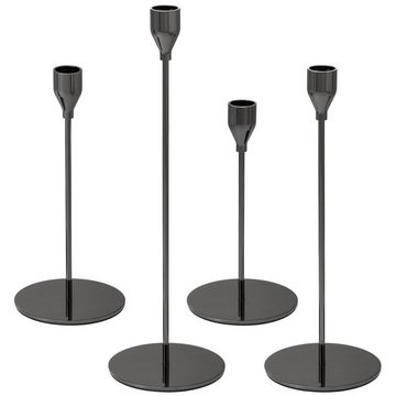 bremermann Kerzenhalter 4er-Set Kerzenhalter, Kerzenständer für Stabkerzen, Metall, schwarz